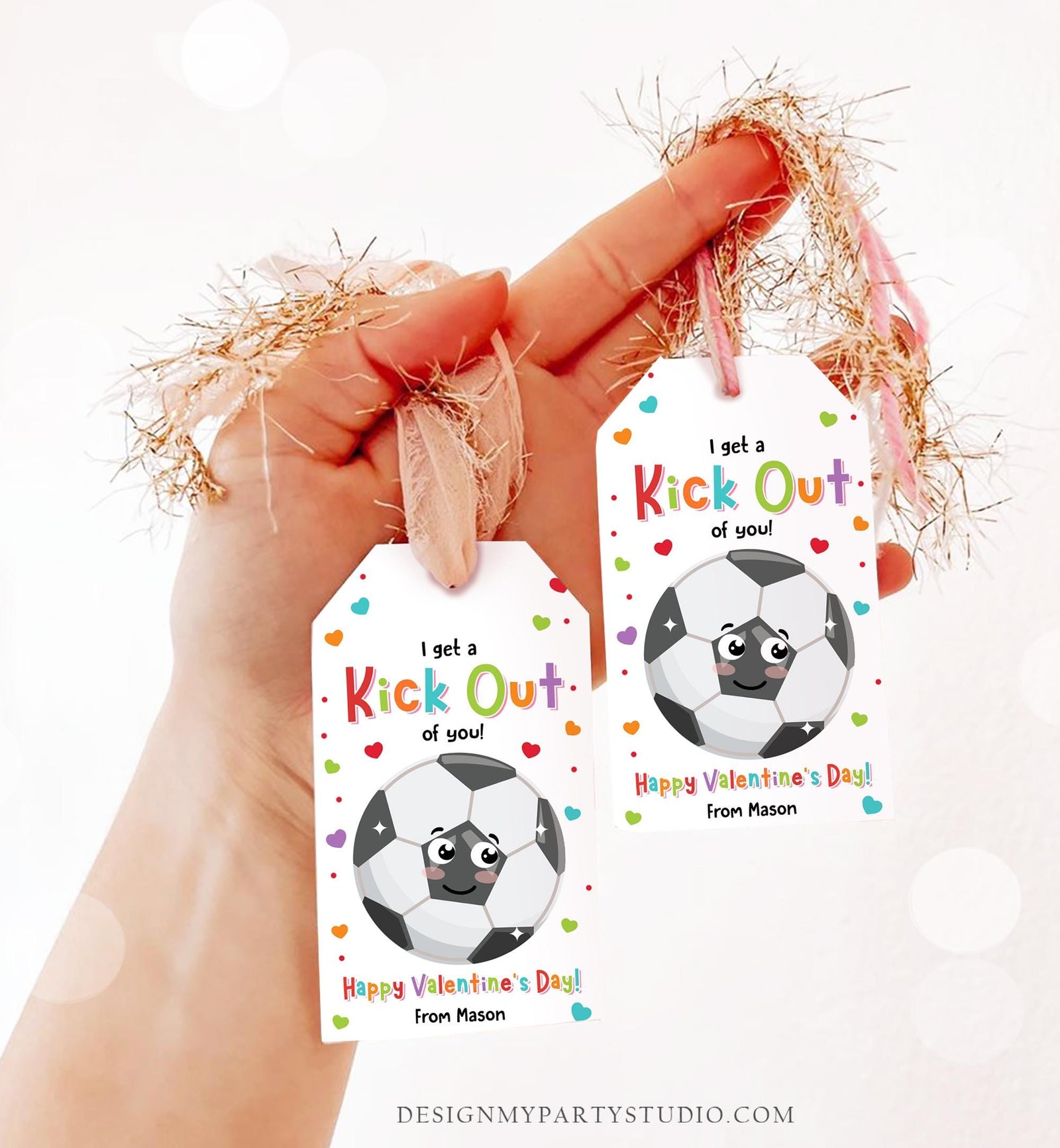 Editable I Get a Kick Out of You Valentines Day Gift Tag Soccer Football Goals Keeper Card Kids School Classroom Template Printable 0370