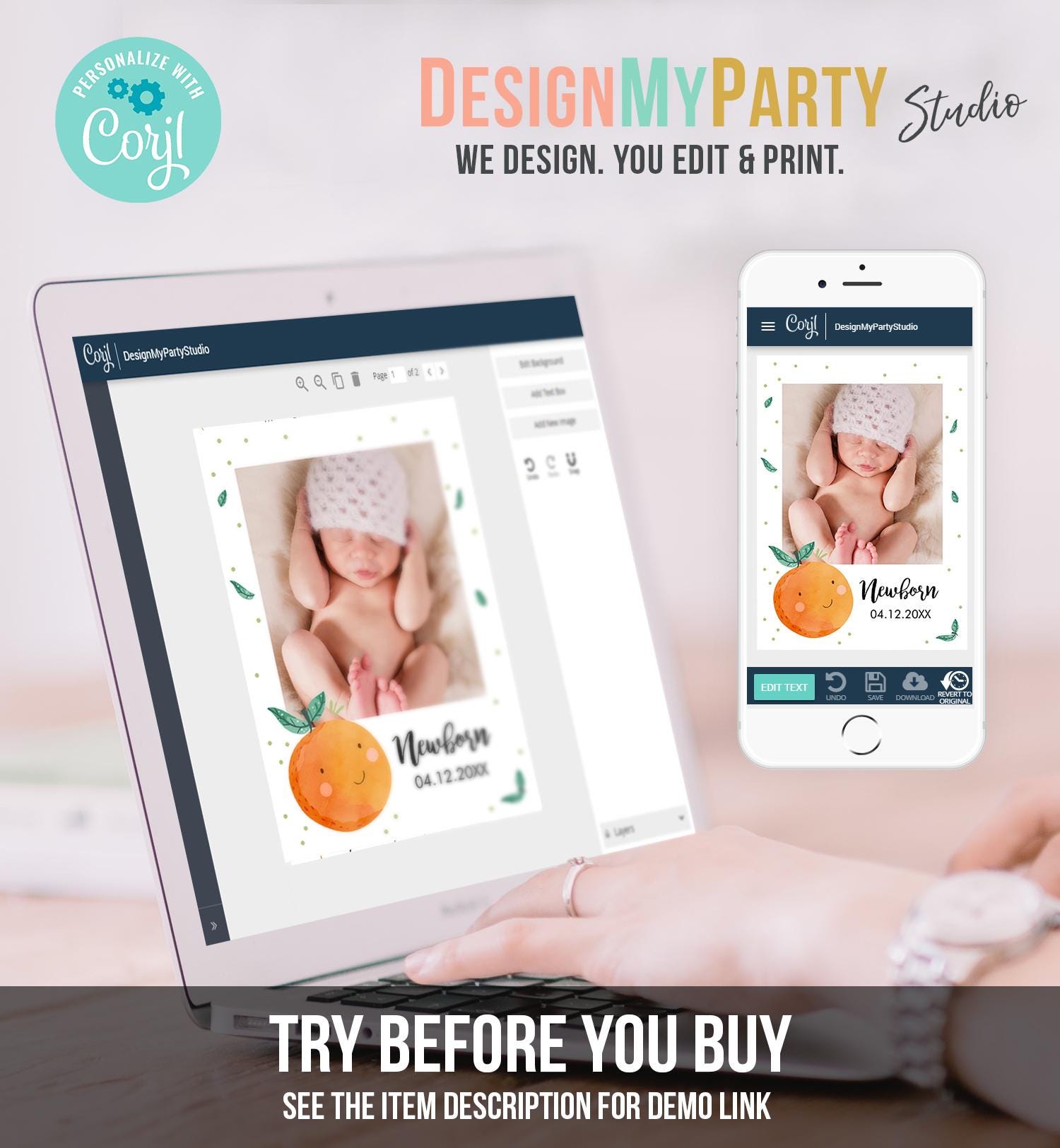 Editable Little Cutie Monthly Photo Banner Boy Girl Birthday Oranges Citrus Cuties Clementine Decor Digital Download Template Printable 0330