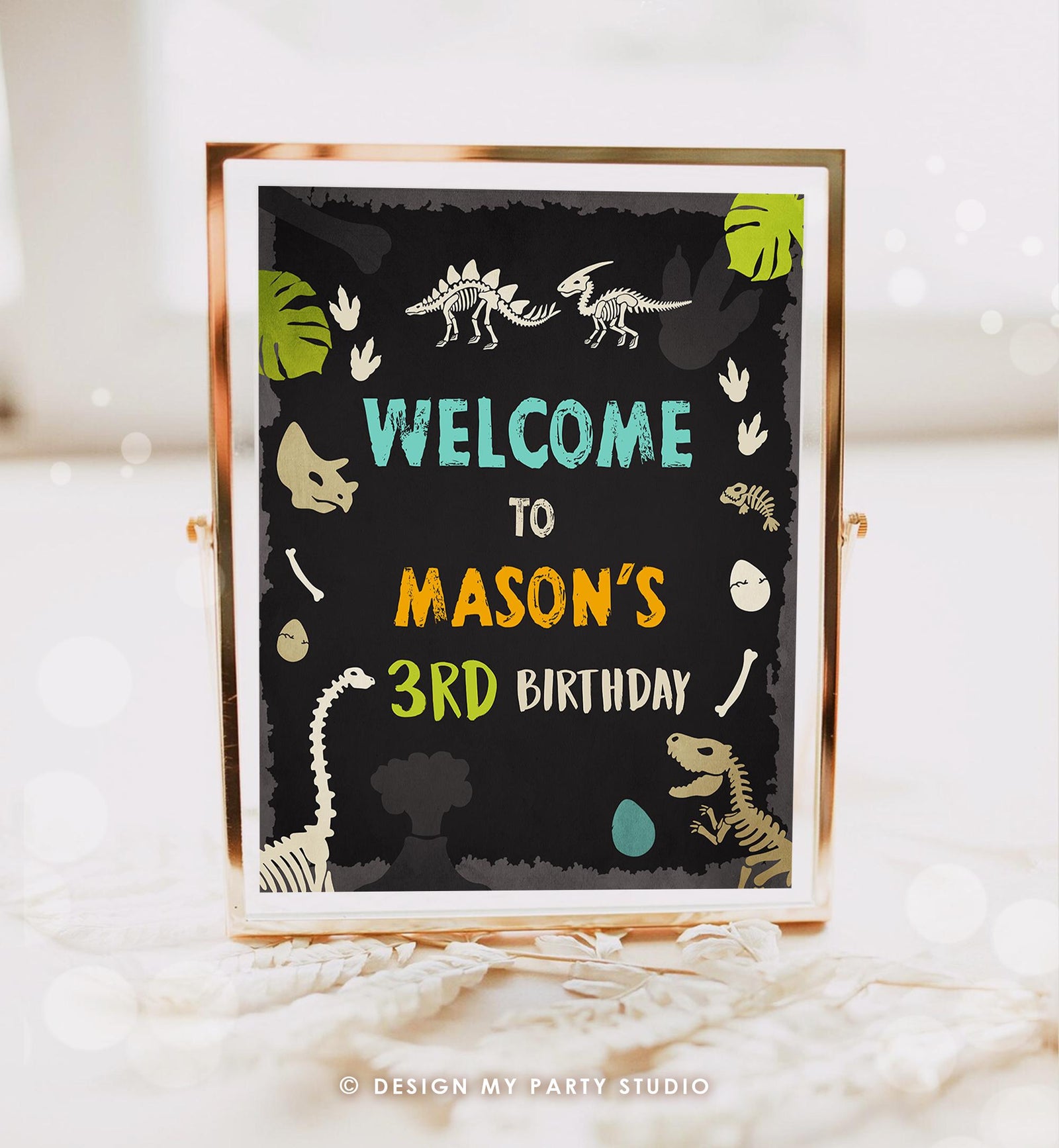 Editable Fossil Dinosaur Welcome Sign Boy Dino Dig Party Dinosaur Prehistoric Sign Table Sign Digital Download Template Printable 0269