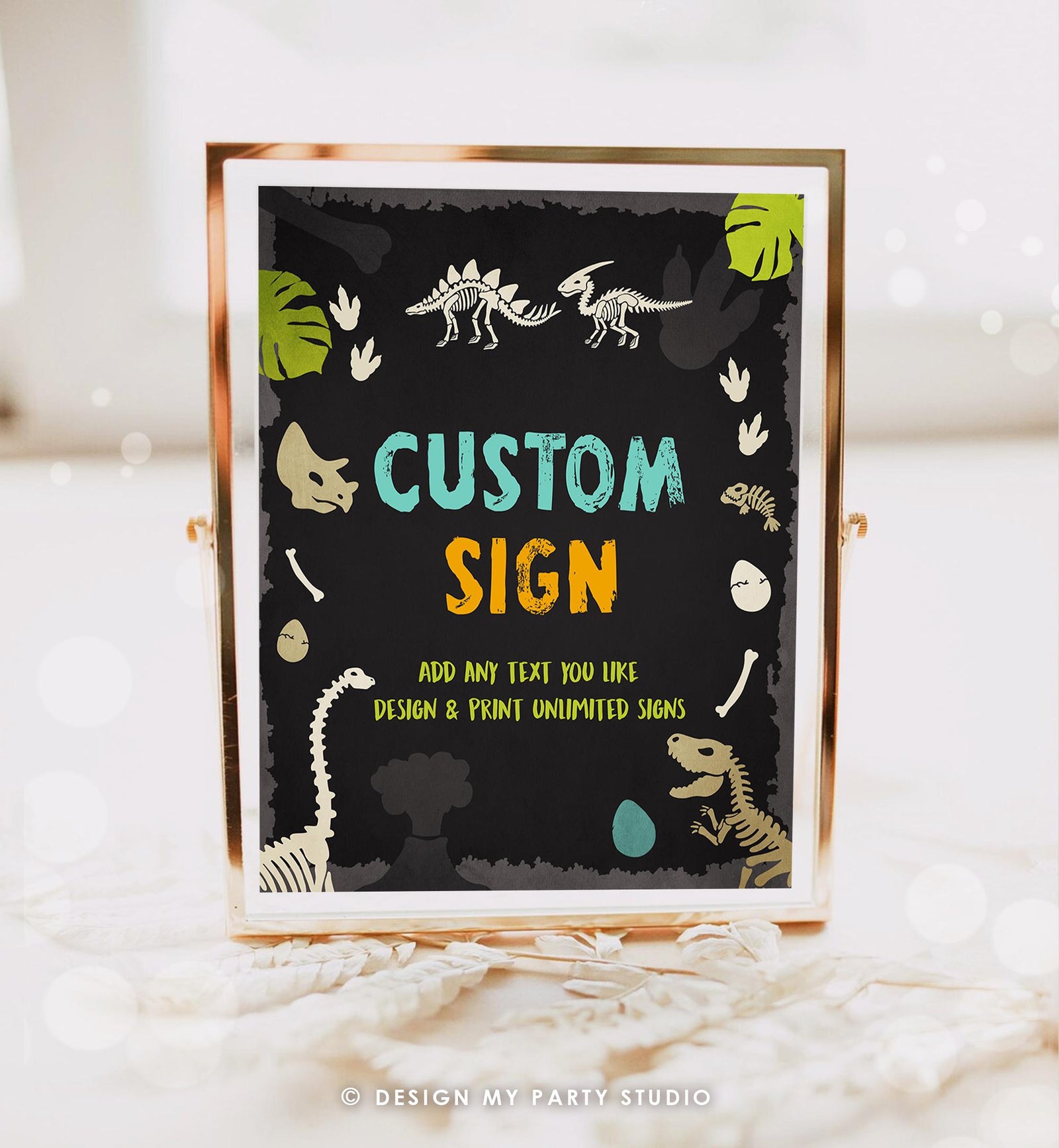 Editable Fossil Dinosaur Custom Sign Dino Birthday Decor Prehistoric Table Sign Boy 8x10 T-Rex Party Animals Digital Template Printable 0269