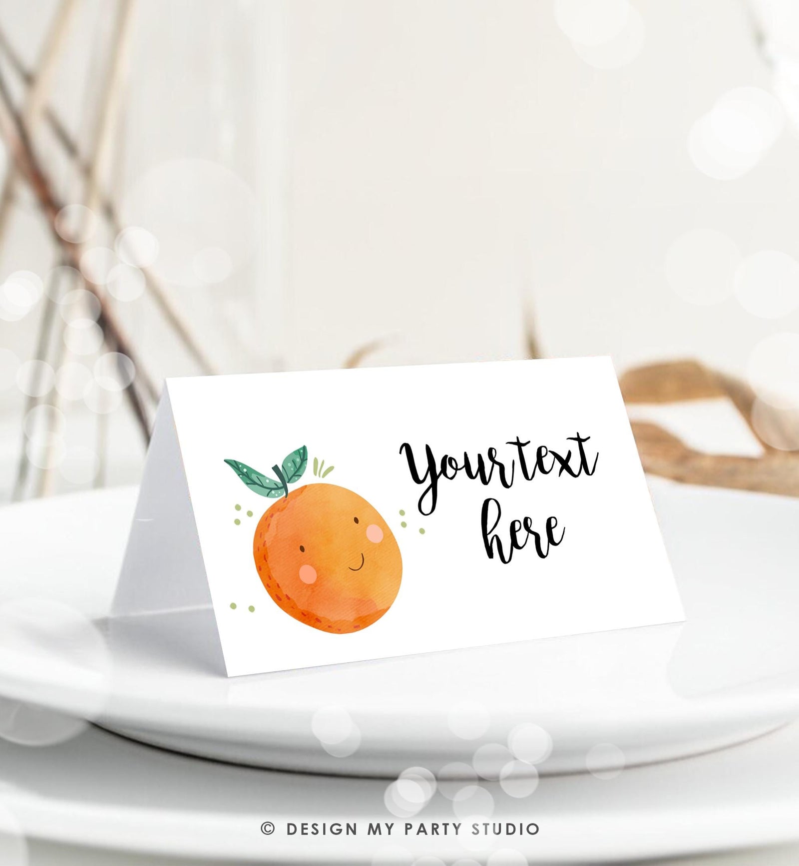 Editable Little Cutie Food Label Cutie Place Card Tent Folded Cutie Birthday Baby Shower Clementine Orange Digital Template Printable 0330