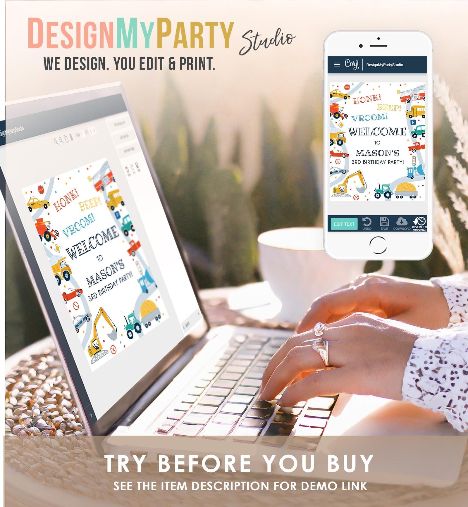 Editable Transportation Birthday Welcome Sign Car Truck Transport Boy Driving Scandinavian Traffic Digital Download Template Printable 0533