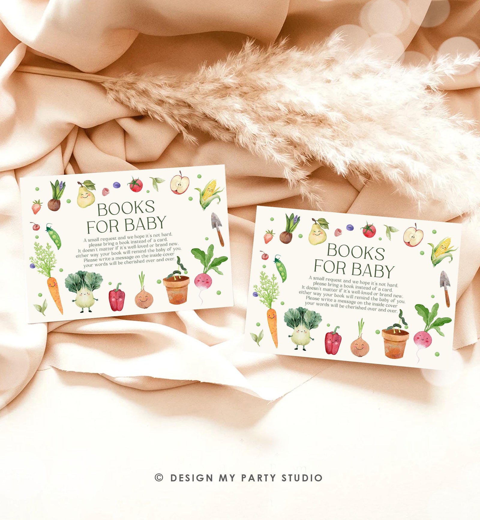 Editable Baby in Bloom Bring a Book Card Bloom Baby Shower Book Insert Books for Baby Farmers Market Neutral Digital Template Printable 0544