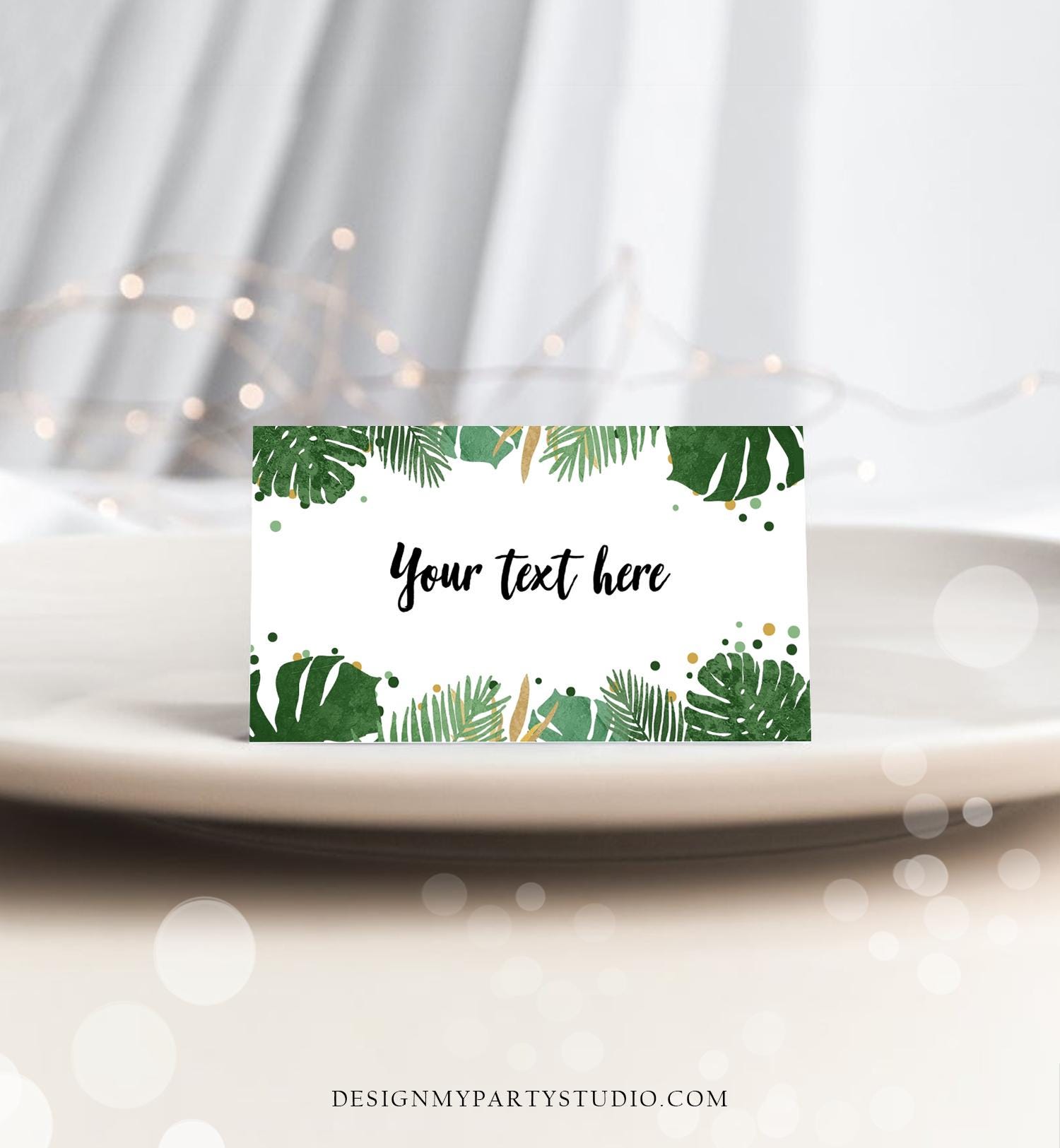 Editable Safari Tropical Food Label Girl Safari Birthday Place Card Tent Insert Beach Hawaiian Luau Digital Download Template Printable 0332