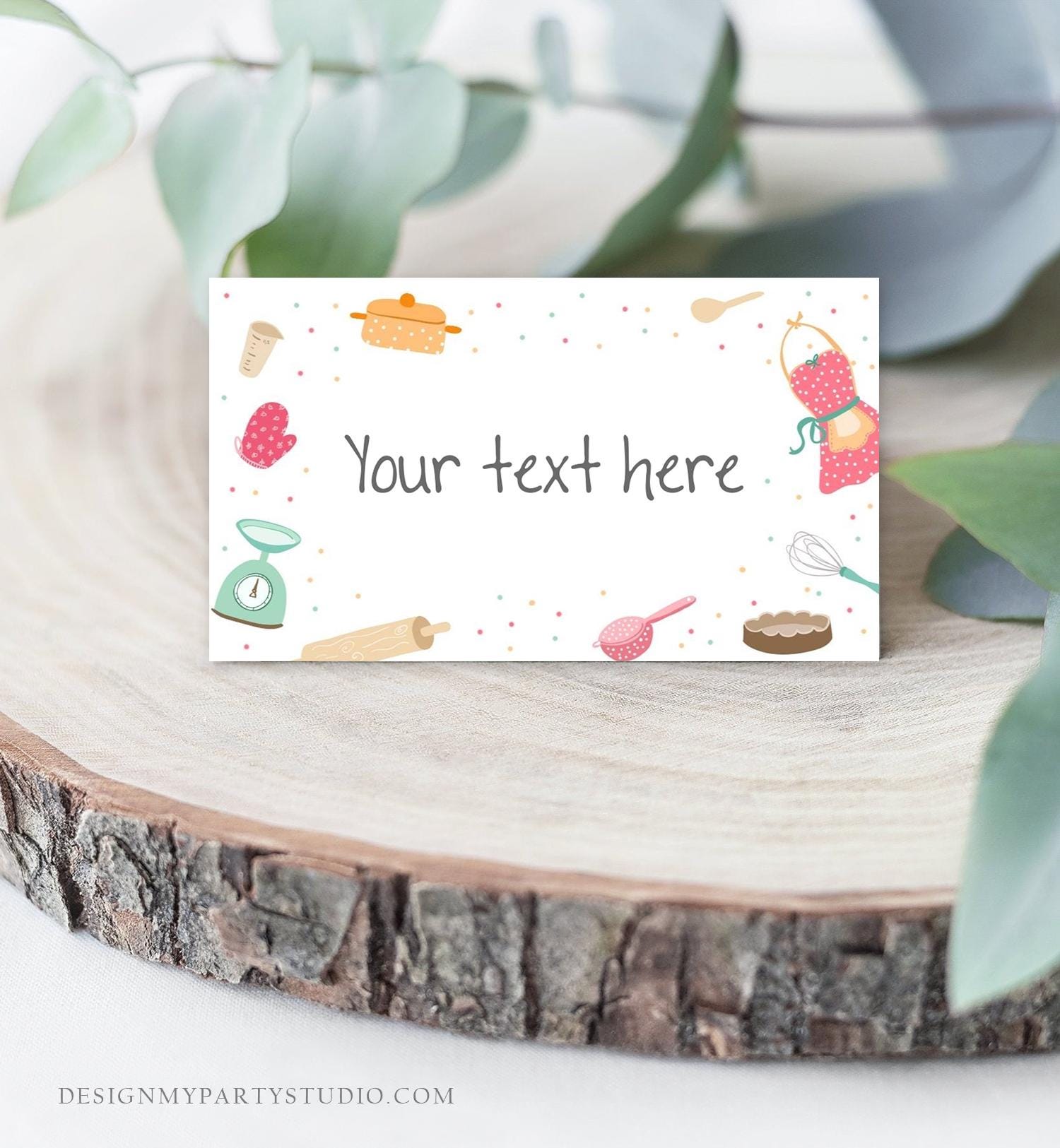 Editable Baking Food Labels Cooking Birthday Chef Place Card Kitchen Bridal Shower Tent Card Insert Card Digital Template Printable 0219