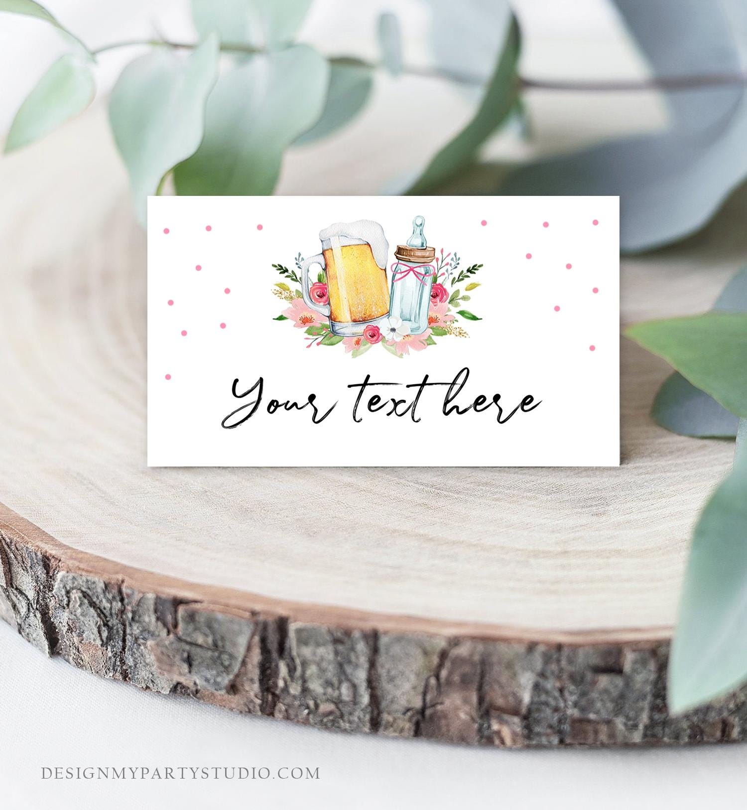 Editable Baby is Brewing Food Labels Tent Place Card Insert Card Gender Girl Pink Brewing Baby Shower Digital Template Printable 0190