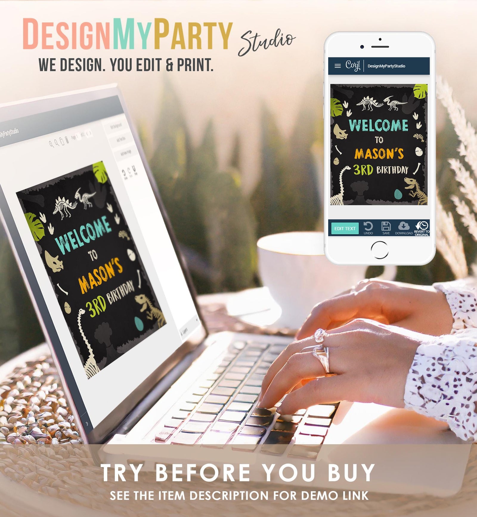 Editable Fossil Dinosaur Welcome Sign Boy Dino Dig Party Dinosaur Prehistoric Sign Table Sign Digital Download Template Printable 0269