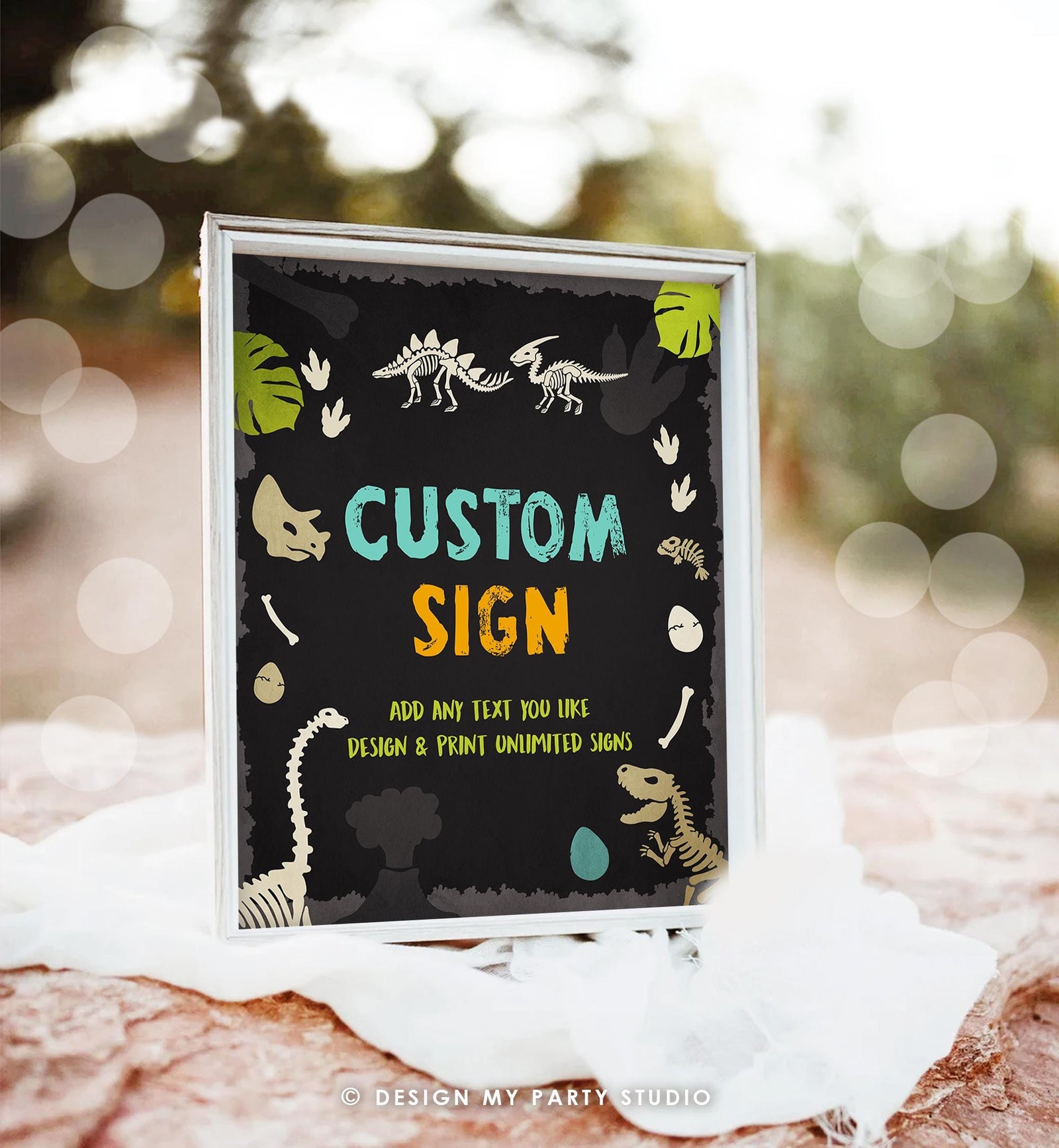 Editable Fossil Dinosaur Custom Sign Dino Birthday Decor Prehistoric Table Sign Boy 8x10 T-Rex Party Animals Digital Template Printable 0269