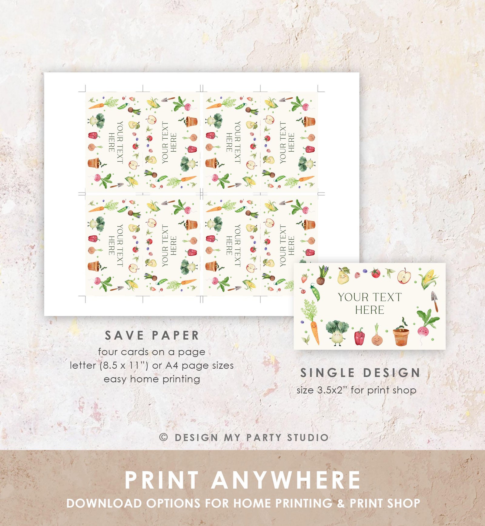 Editable Little Sprout Food Labels Locally Grown Baby Shower Birthday Party Fruits Vegetables Farmers Market Card Digital Template 0544