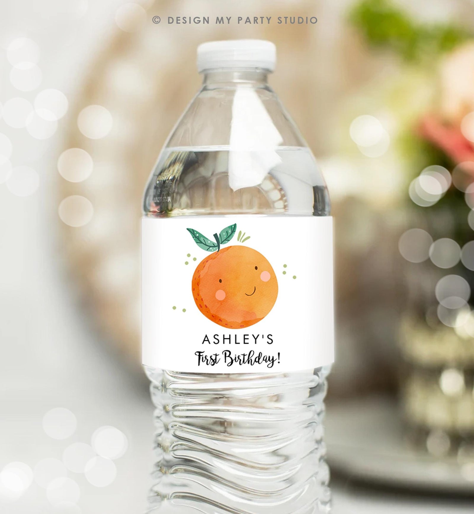 Editable Little Cutie Water Bottle Label First Birthday Party Baby Shower Clementine Cuties Orange Digital Download Template Printable 0330