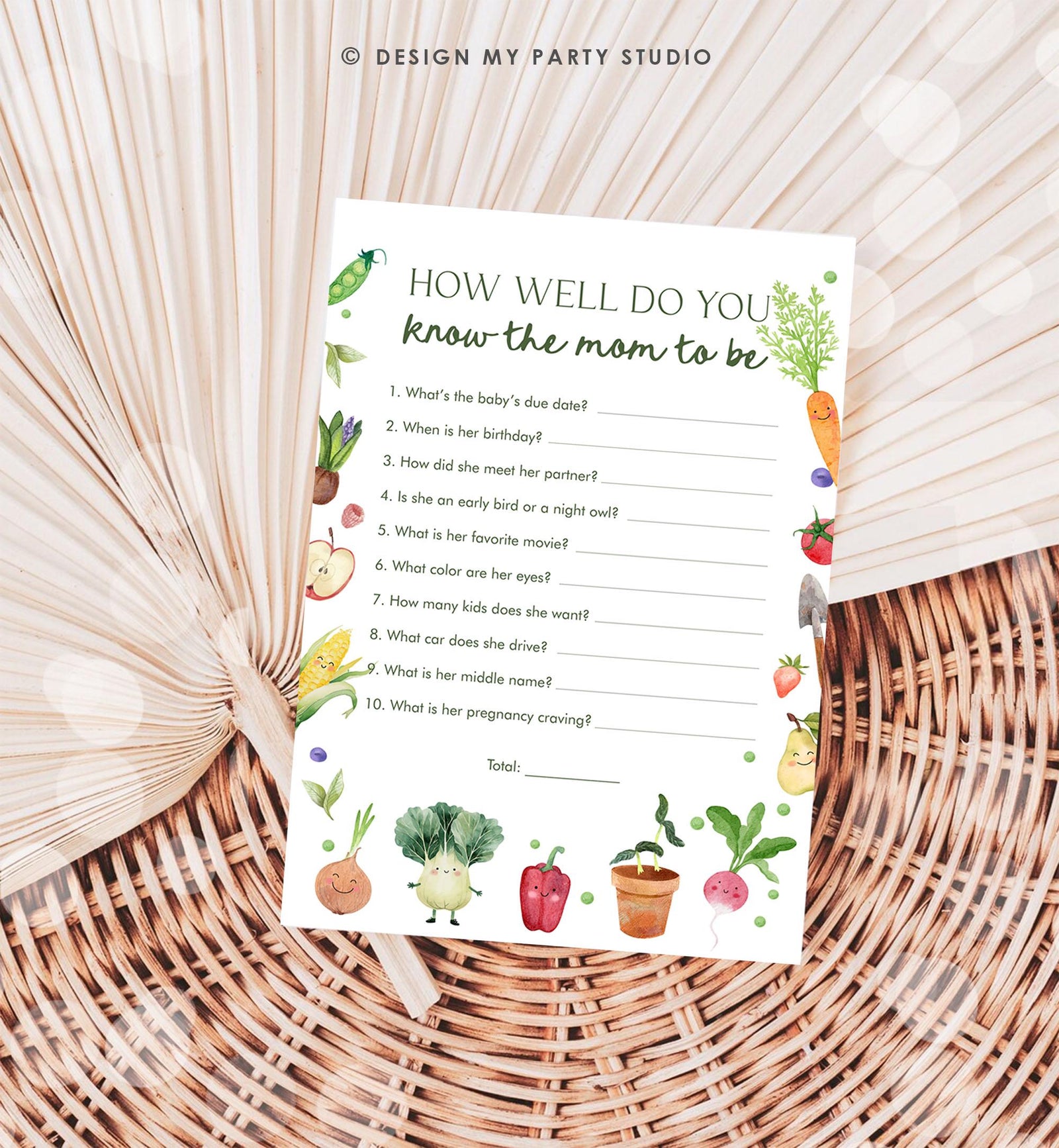 Editable How Well Do You Kow The Mom The Be baby Shower Game Card Little Sprout Farmers Market Locally Grown Digital Template Printable 0544