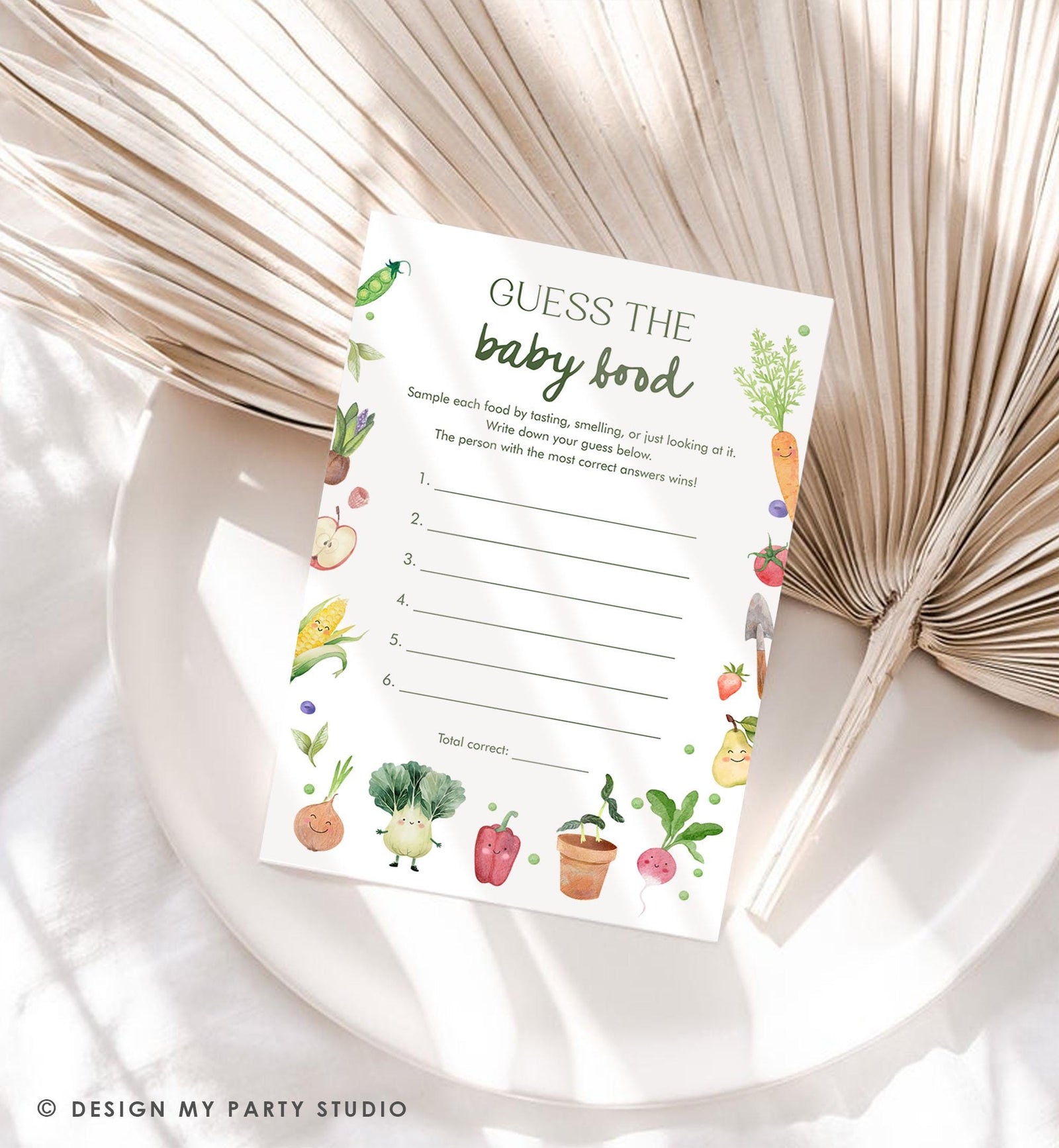 Editable Guess The Baby Food Baby Shower Game Food Guess Game Little Sprout Farmers Market Locally Grown Digital Template Printable 0544