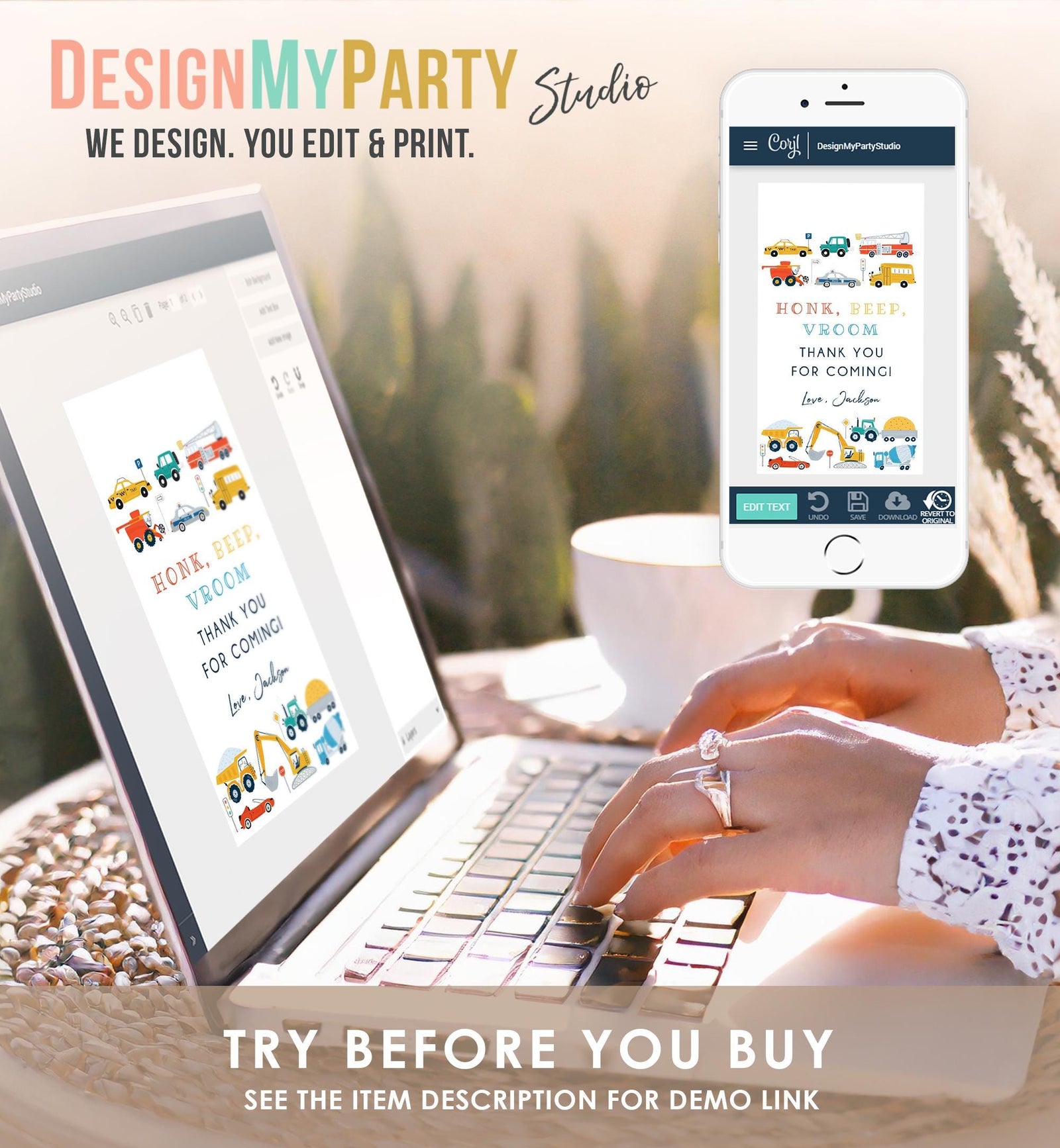 Editable Transportation Favor Tag Car Truck Driving By Boy Birthday Party Thank You Gift Tag Label Digital Download Template Printable 0533