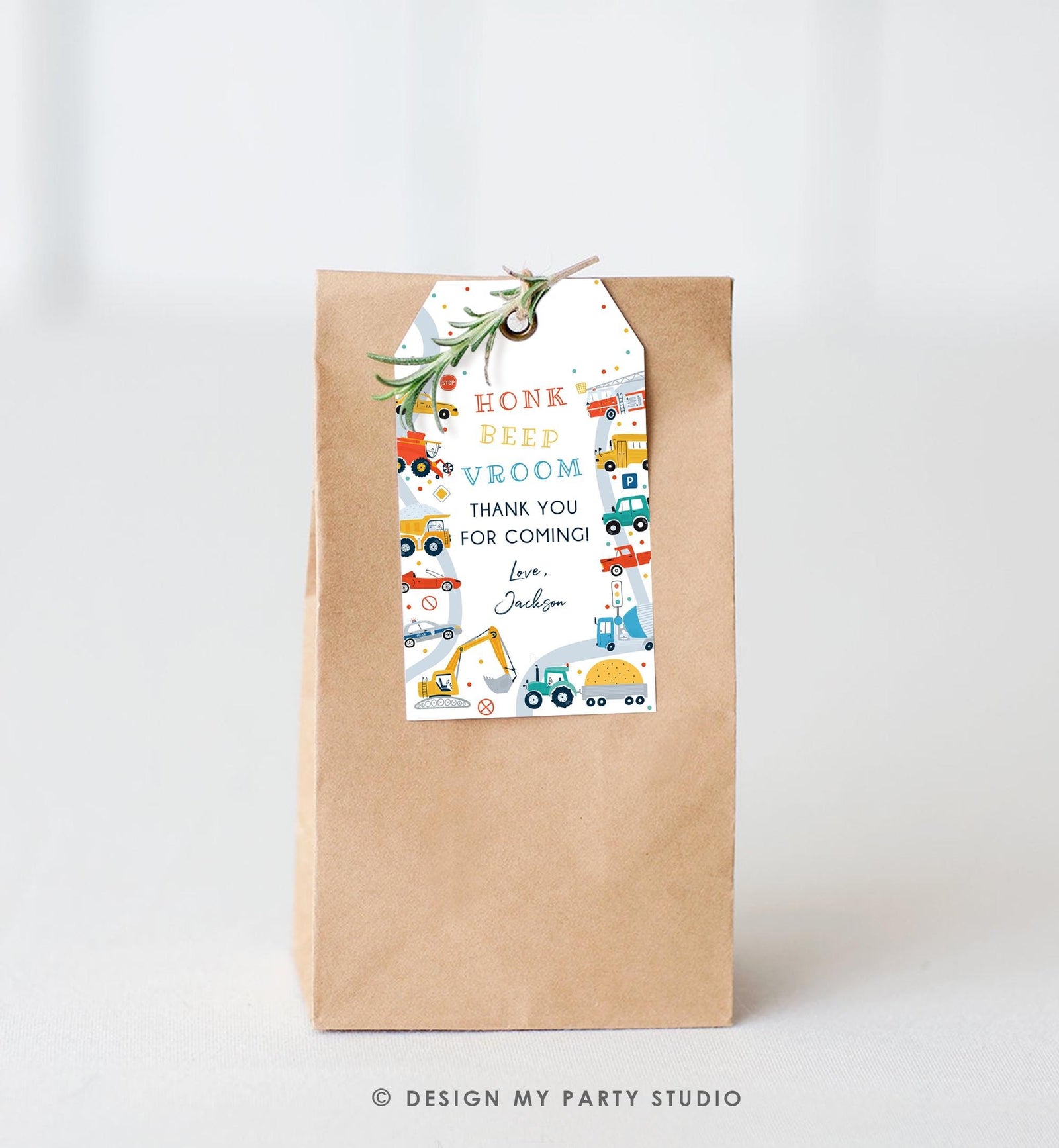 Editable Transportation Favor Tag Car Truck Driving By Boy Birthday Party Thank You Gift Tag Label Digital Download Template Printable 0533