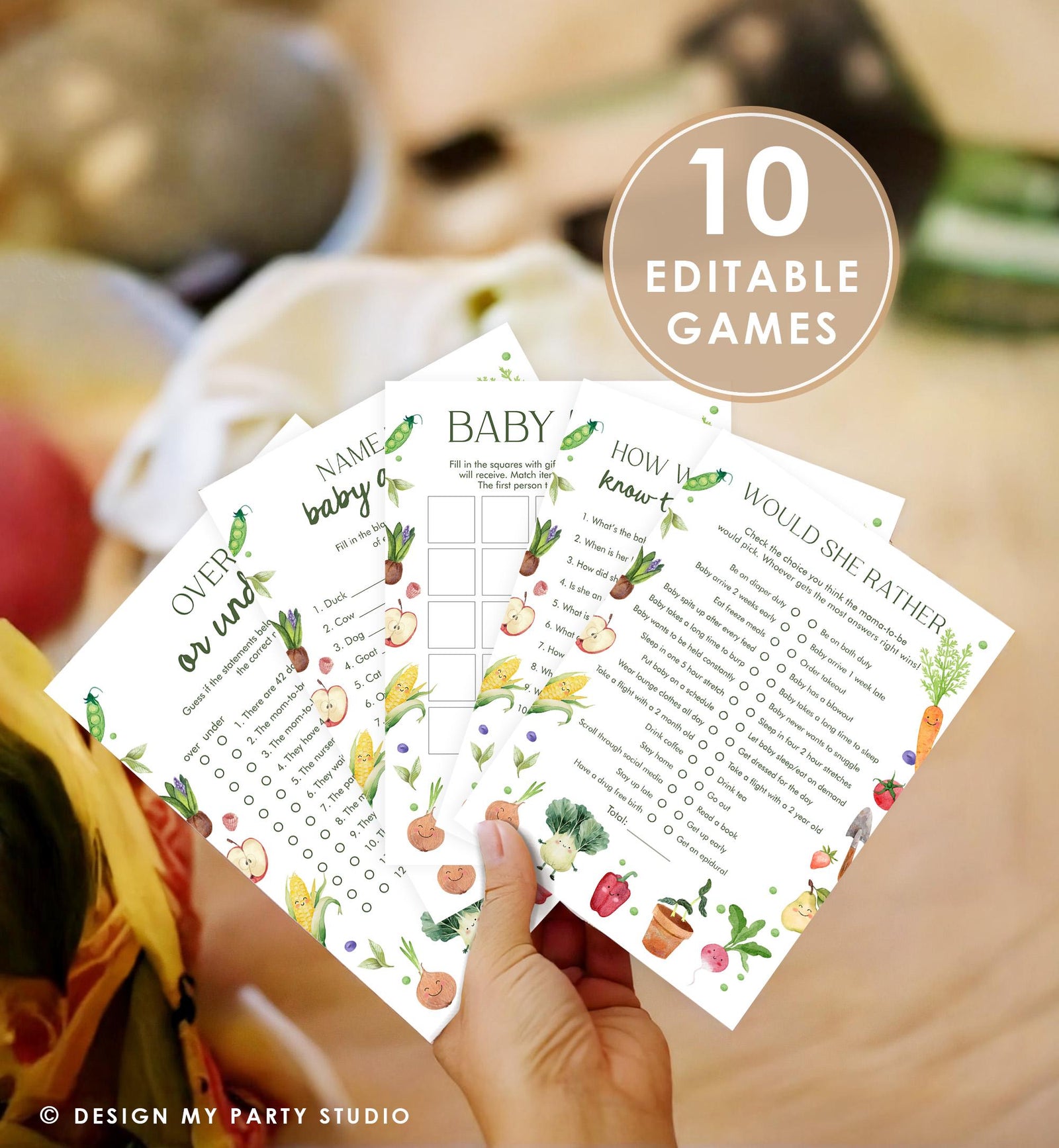 Editable Locally Grown Baby Shower Games Bundle Little Sprout Shower Farmers Market Gender Neutral Digital Download Template Printable 0544