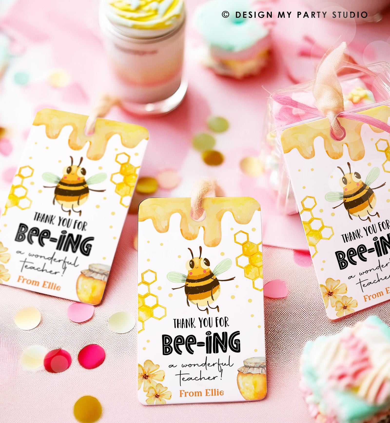 Editable Bee Teacher Appreciation Tag Classroom Honey Bee-ing a Wonderful Teacher School Favor Tag Gift Digital Template Printable 0464