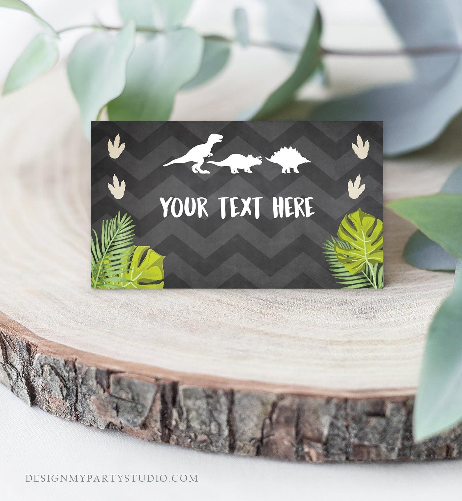 Editable Dinosaur Food Labels Dinosaur Party Place Card Tent Card Insert Card Dino Birthday Boy T-Rex Prehistoric Template Printable 0043