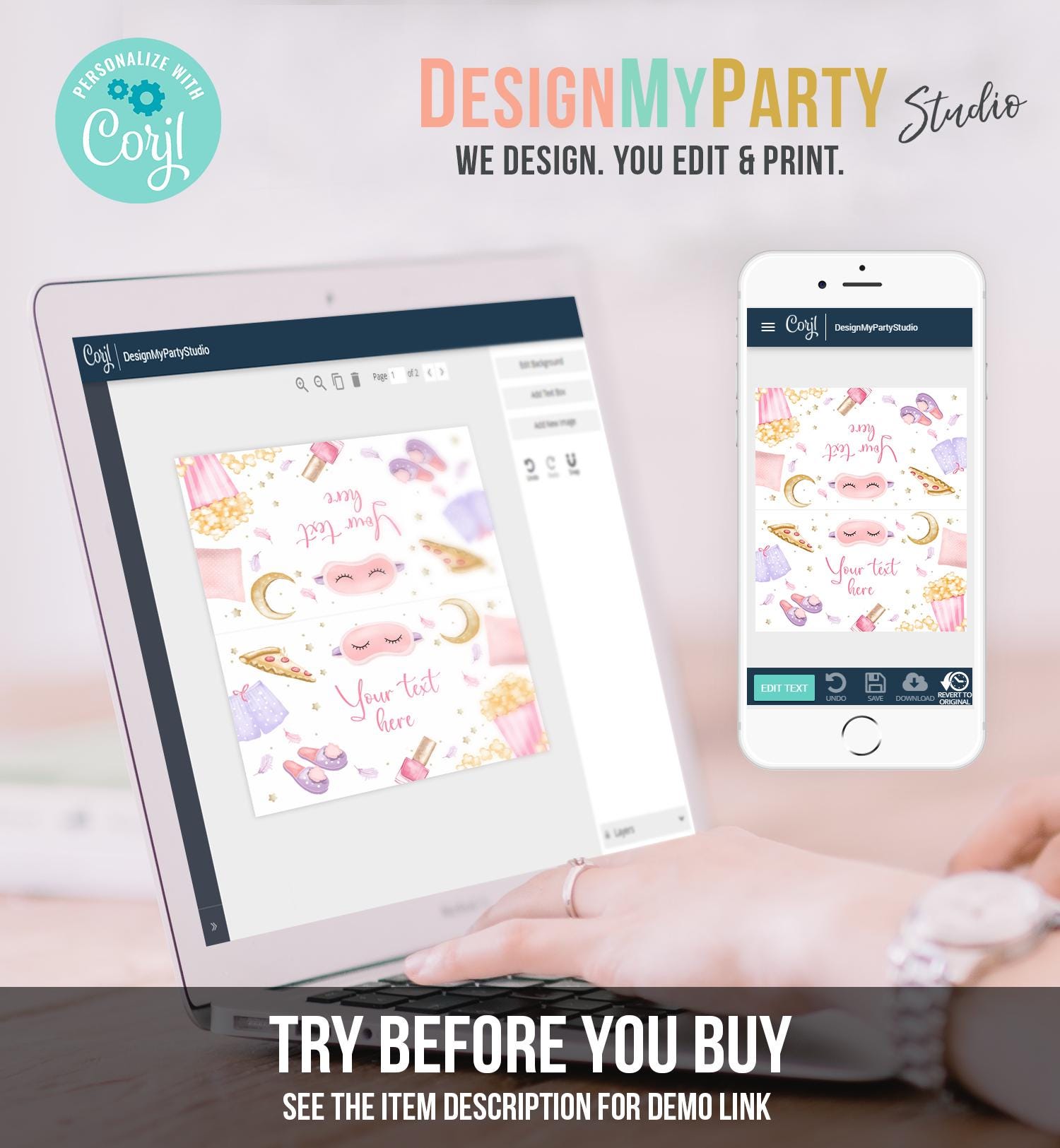 Editable Sleepover Food Labels Slumber Party Place Card Tent Card Insert Card Sleep Over Pizza Pajamas Girl Digital Template Printable 0447