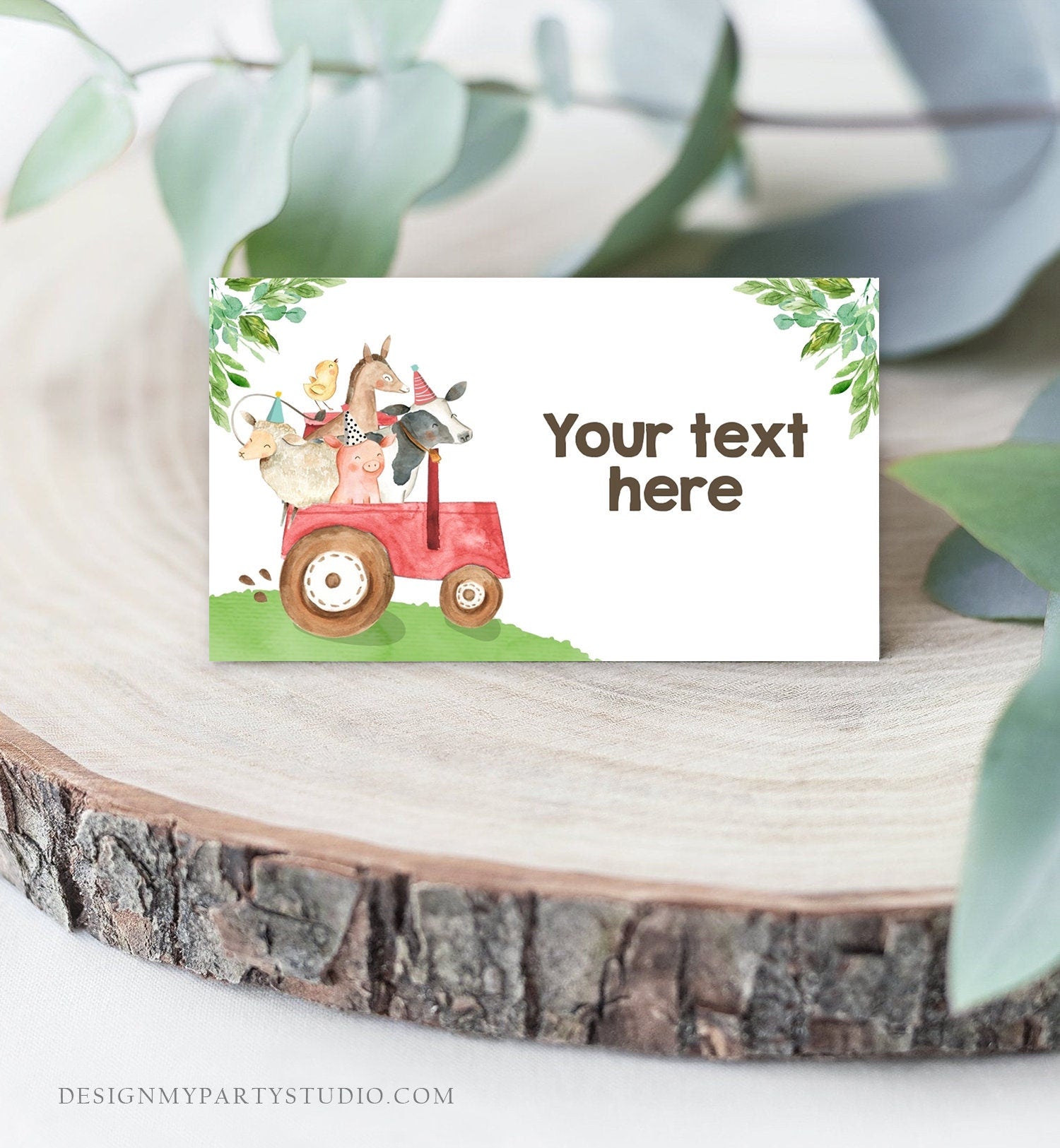 Editable Farm Animals Food Labels Barnyard Birthday Food Cards Tent Card Red Farm Boy Shower Buffet Label Tent Card Template Printable 0155