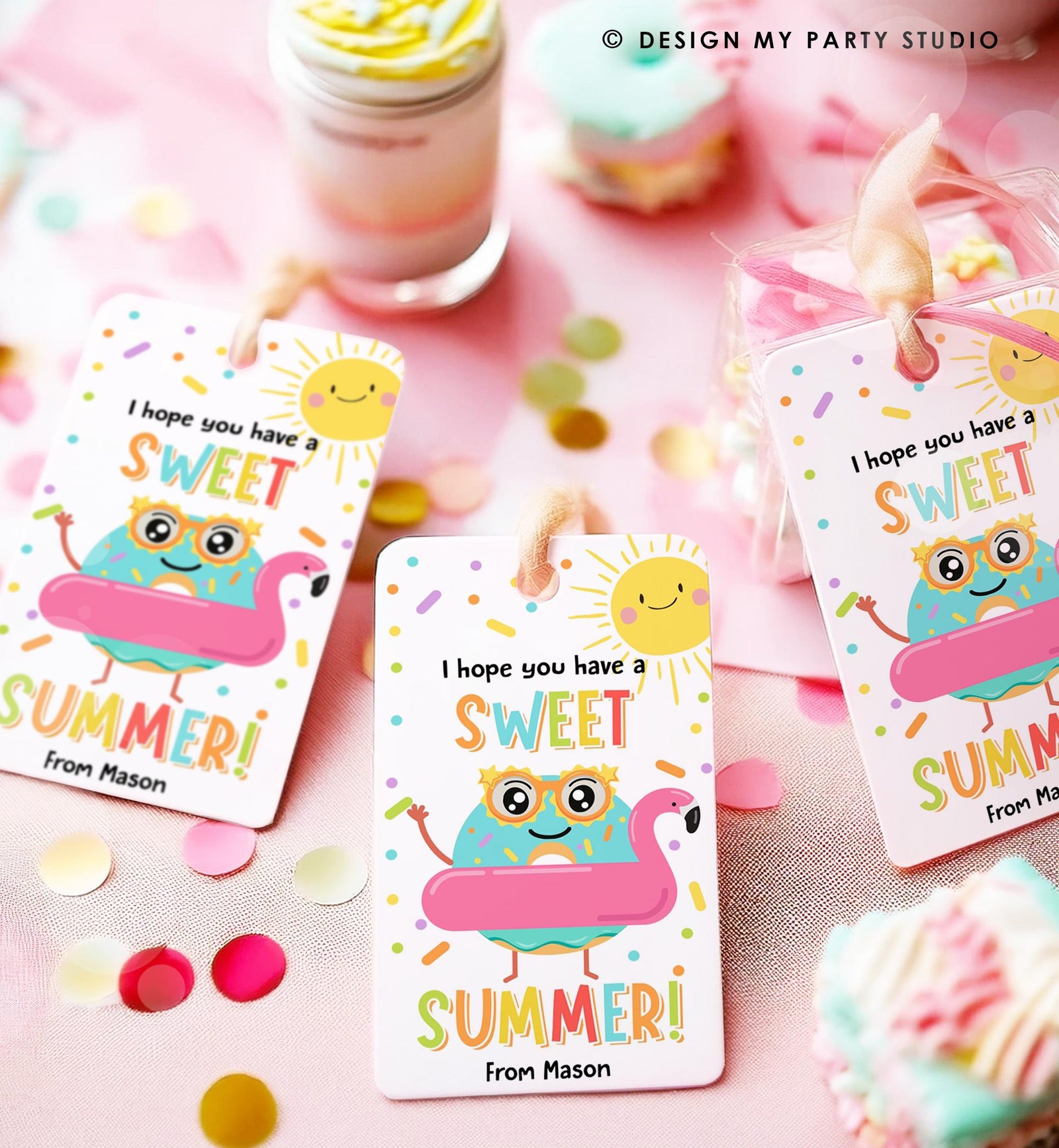 Editable Donut Sweet Summer Teacher Appreciation Tag End of Year Summer Classroom School Favor Tag Gift Digital Template Printable 0464