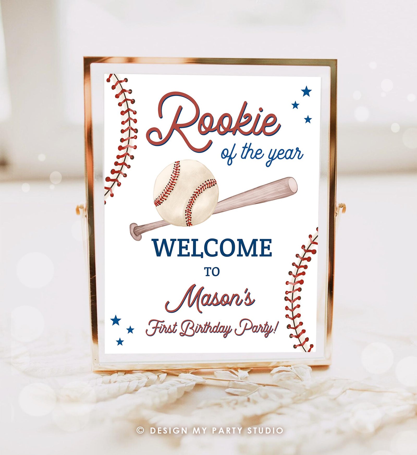 Editable Baseball Birthday Welcome Sign Rookie of The Year Little Snugger First Birthday 1st Digital Download Template Printable 0492