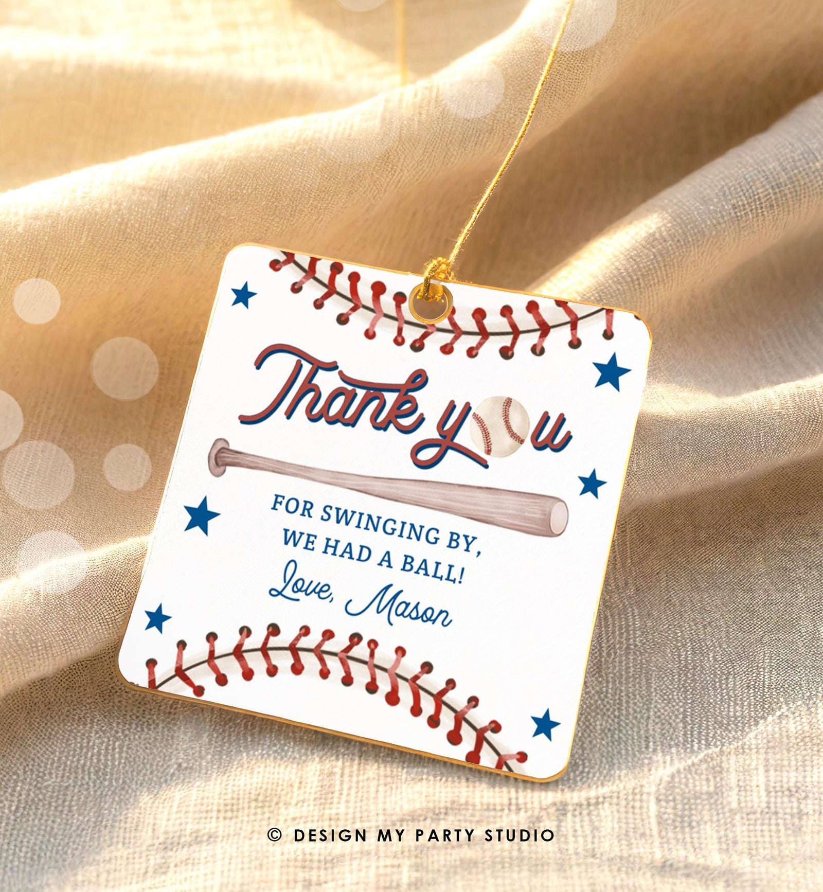 Editable Thank You For Swinging By Baseball Favor Tag Rookie Year Boy Girl Birthday Party Gift Sticker Note Digital Template Printable 0492