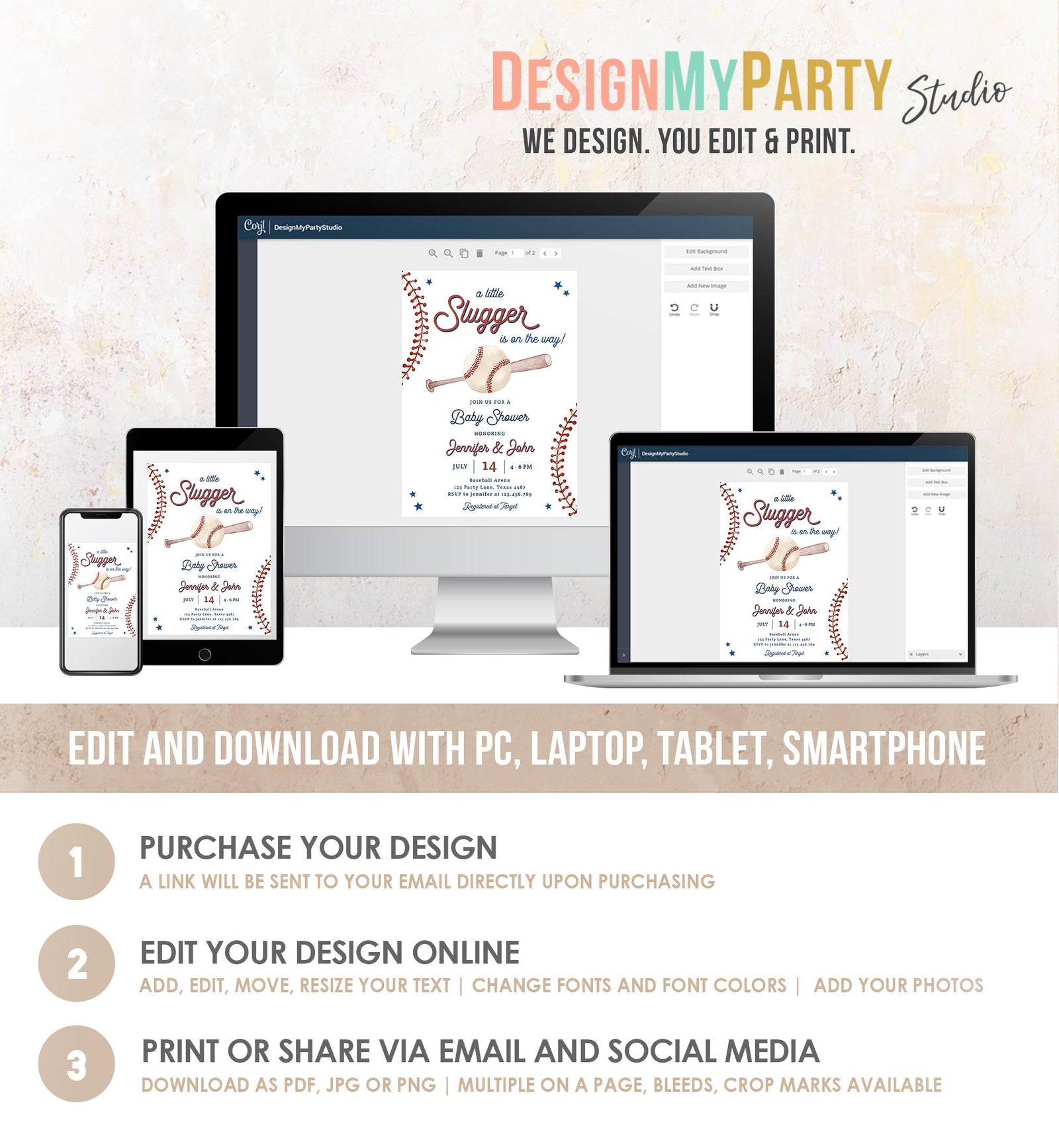 Editable A Little Slugger On The Way Baseball Baby Shower Invitation Sports Baby Shower Baseball Digital Download Template Printable 0492