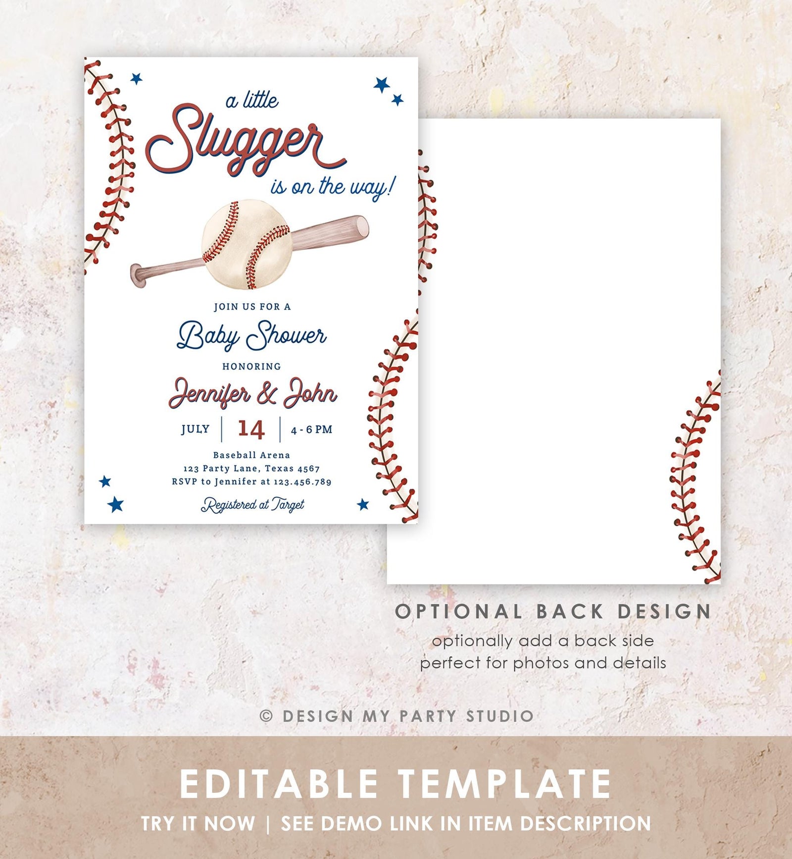 Editable A Little Slugger On The Way Baseball Baby Shower Invitation Sports Baby Shower Baseball Digital Download Template Printable 0492