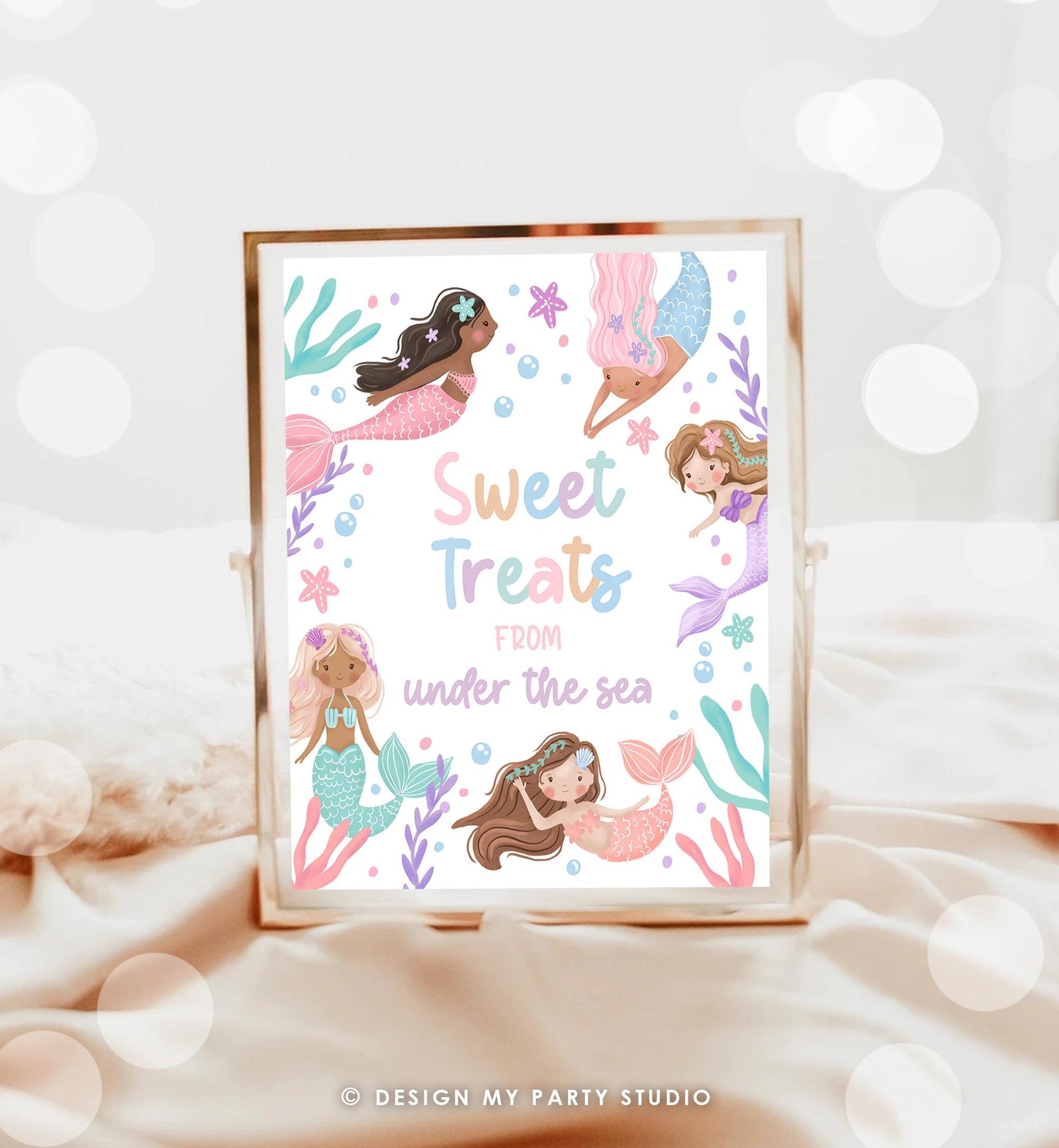 Sweet and Treats Sign Girl Mermaid Birthday Sign Table Decor Mermaid Party Sign Under The Sea Favors Snacks Instant Download Printable 0546