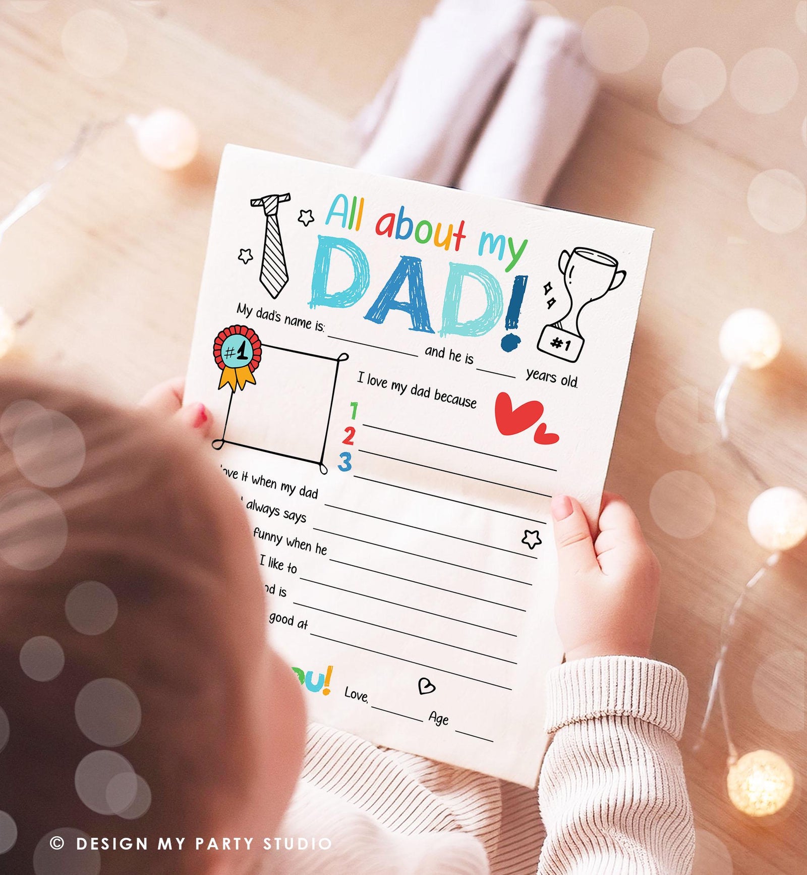 All About My Dad Fathers Day Gift Father's Day Craft Card for Dad Father's Day Activity Fill In DIY Instant Download Digital Printable 0548