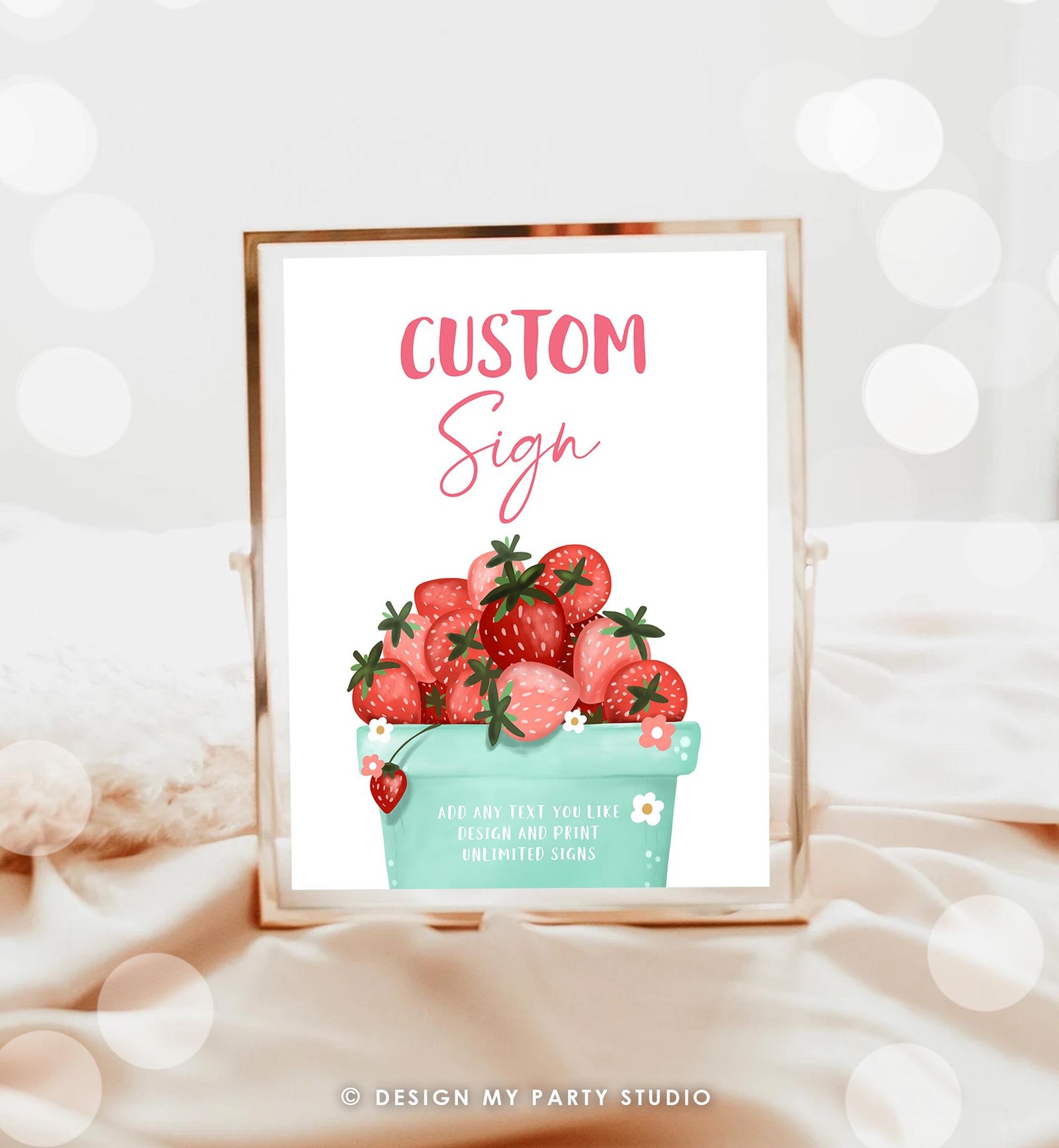 Editable Custom Sign Berry First Birthday Sign Berry Sweet Party Decor Girl Strawberries Strawberry Market Digital Download Printable 0506