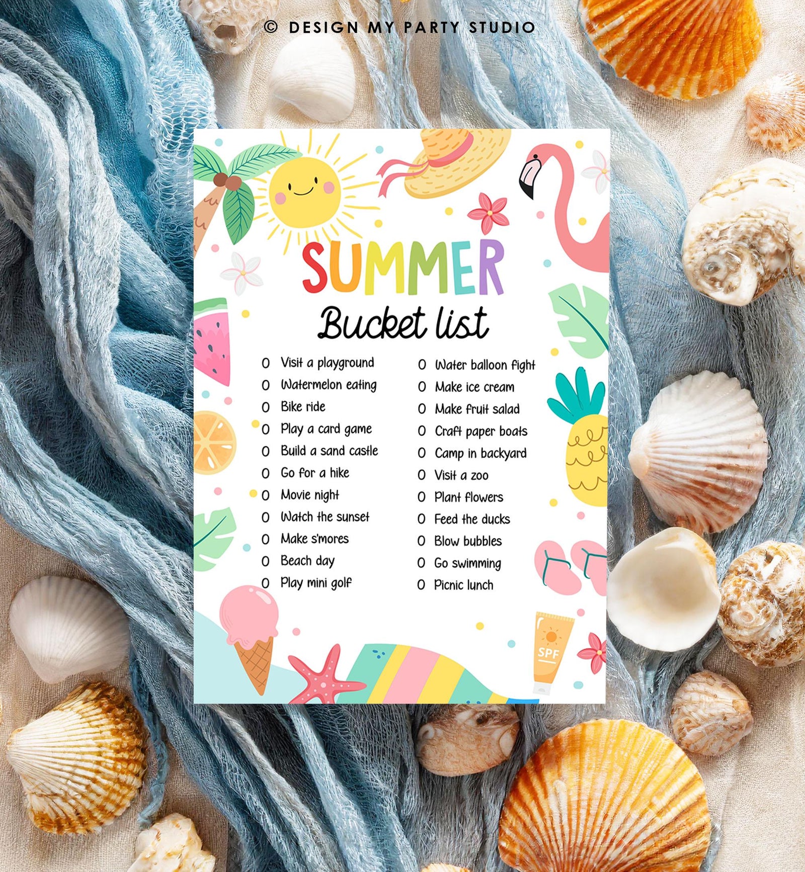 Editable Summer Bucket List Countdown Summer Activity List Family Planner Checklist Summer Break Instant Digital Download Printable 0549