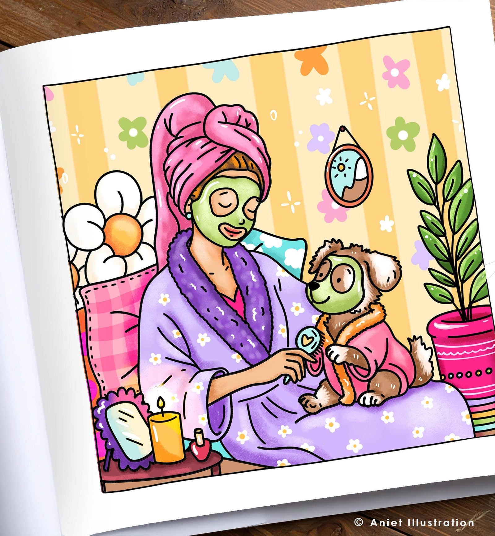 Cute and Comfy Coloring Pages for Adults Unwind Time Bold and Easy Girl Life 10 pages PDF Digital Coloring Printable Instant Download 0547