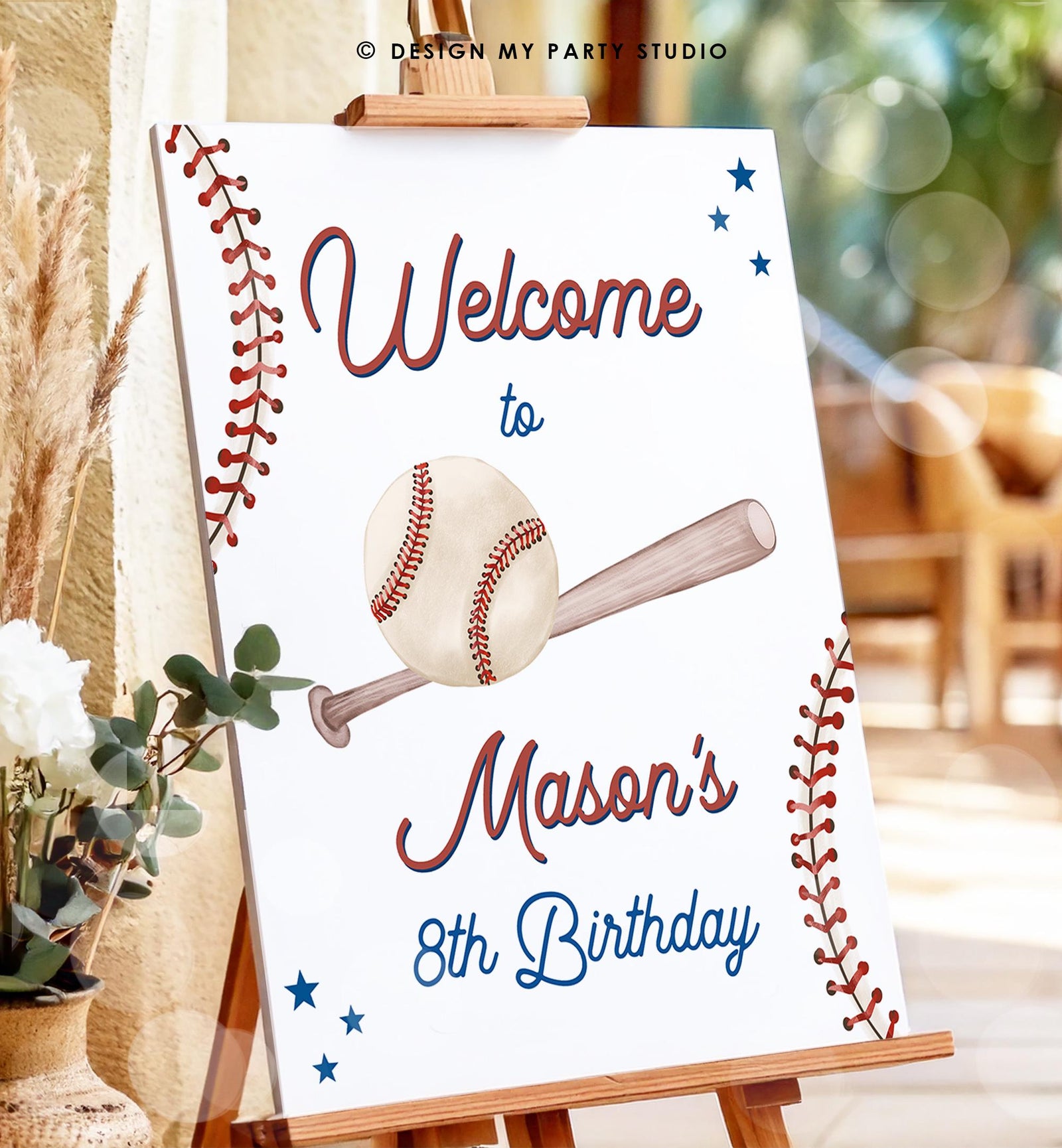Editable Baseball Birthday Welcome Sign Rookie of The Year Little Snugger First Birthday 1st Digital Download Template Printable 0492