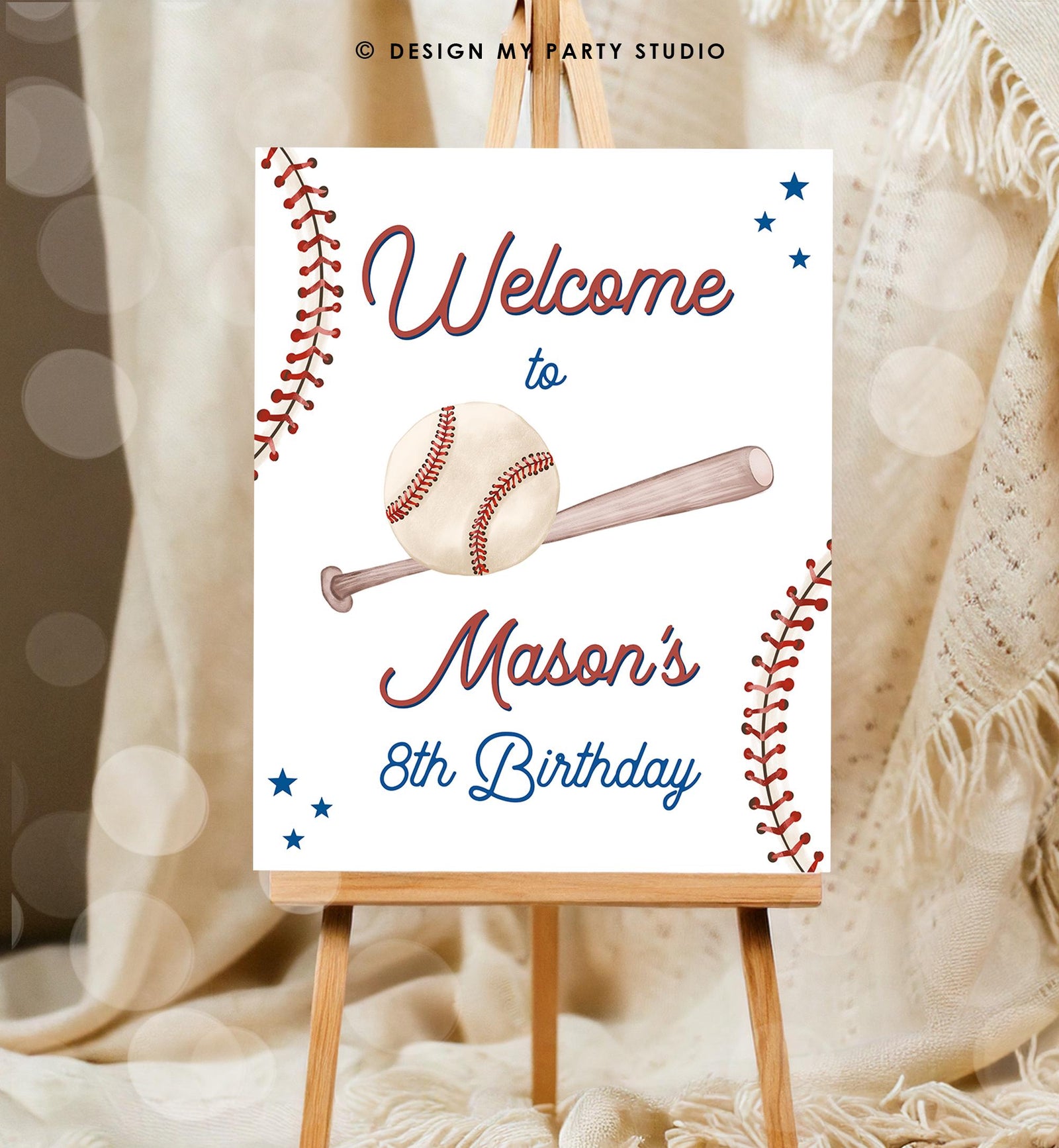 Editable Baseball Birthday Welcome Sign Rookie of The Year Little Snugger First Birthday 1st Digital Download Template Printable 0492