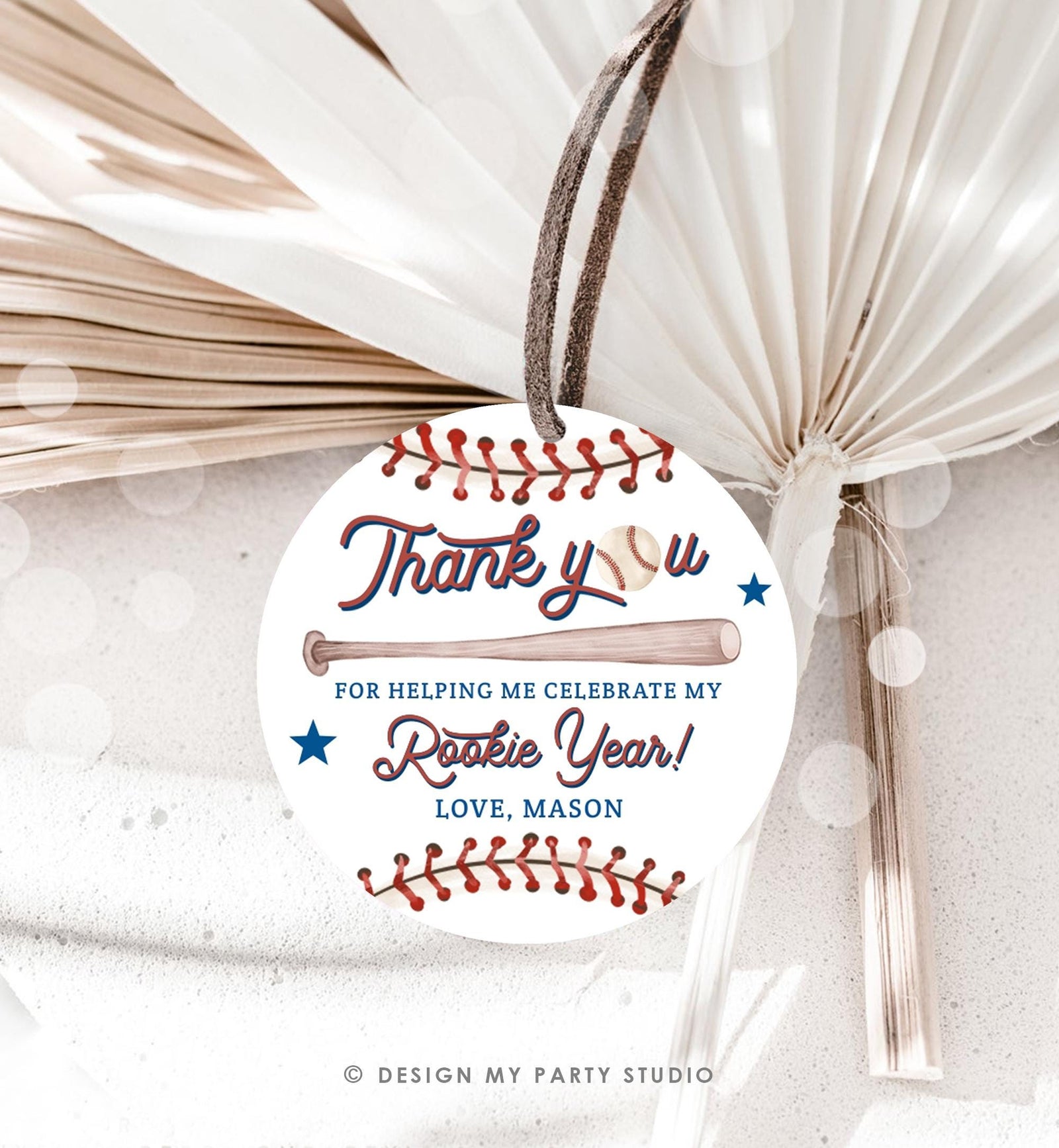 Editable Rookie Year Baseball Favor Tag Thank You For Swinging By Boy Girl Birthday Party Gift Sticker Note Digital Template Printable 0492