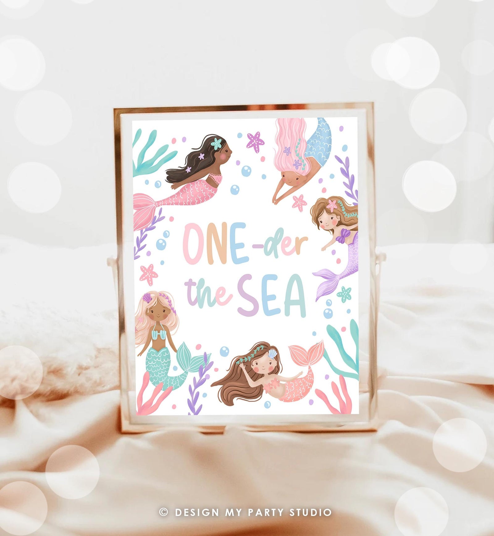 One-der the Sea First Birthday Sign Mermaid Oneder the Sea Table Decor Party Under The Sea Pink Blue Instant Download Printable 0546