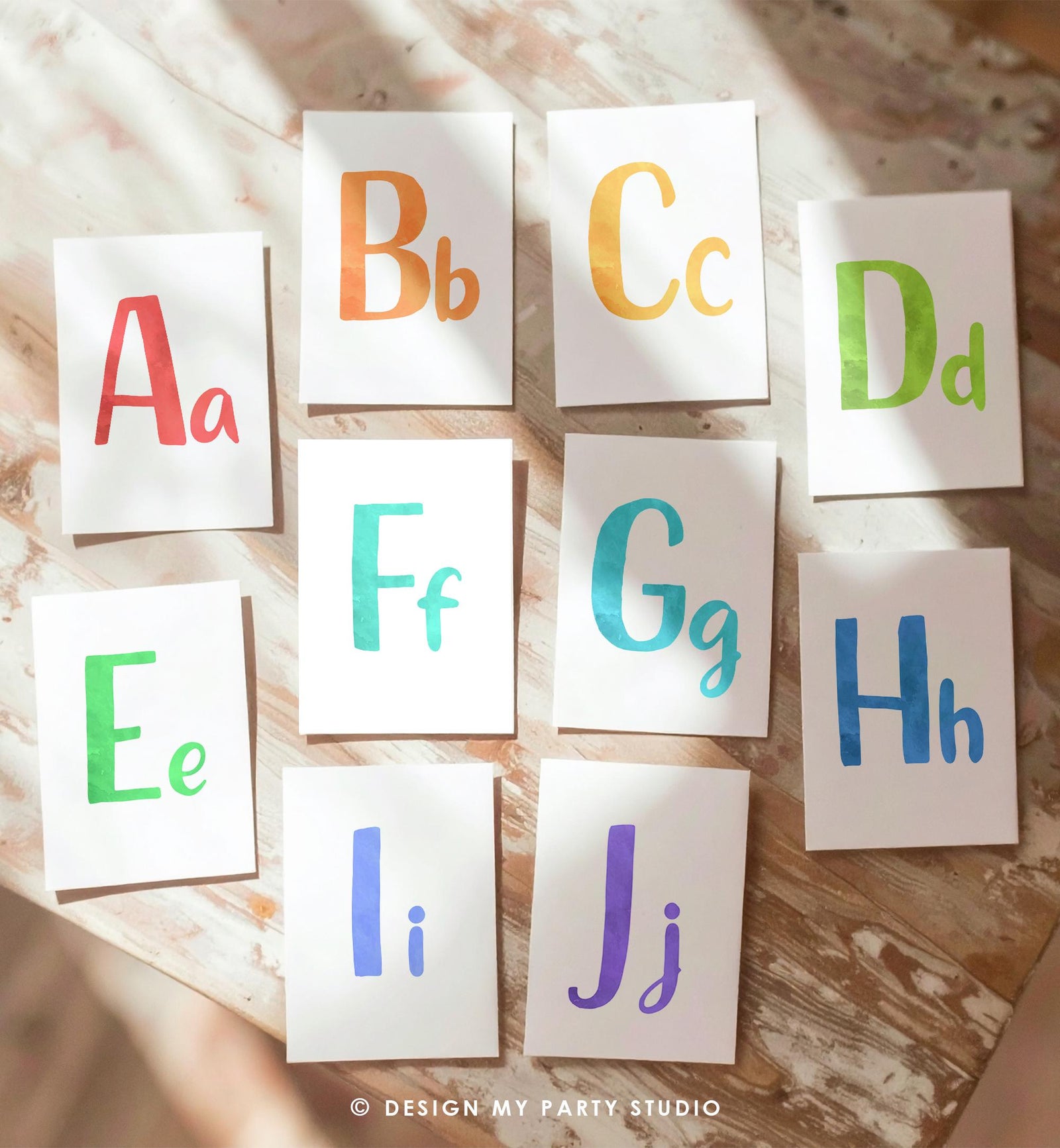 ABC Flash Cards Alphabet Educational Learn ABCs Kids Rainbow Colors Flashcards Classroom Wall Decor A to Z Digital Download Printable 0550