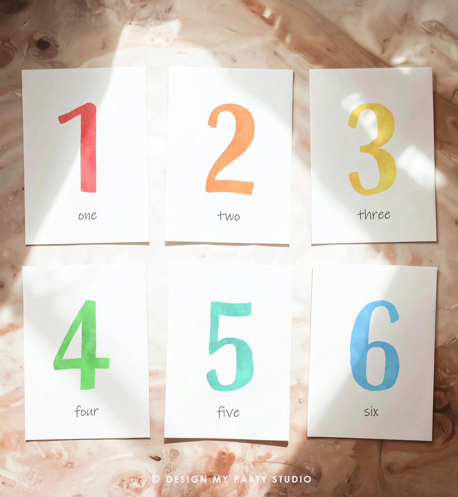 1 to 10 Numbers Flash Cards Counting Educational Flashcards Rainbow Colors Montessori Classroom Count and Clip Decor Digital Printable 0550