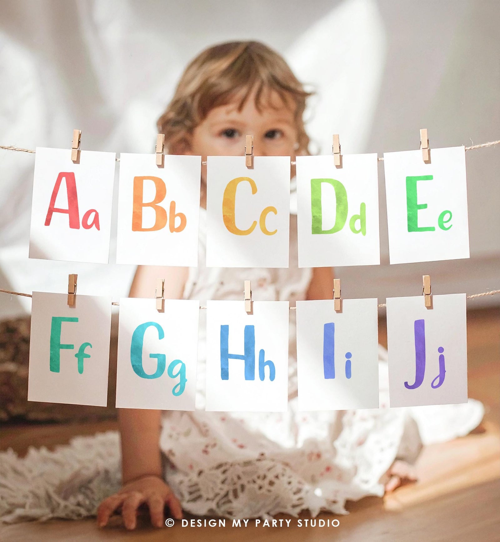 ABC Flash Cards Alphabet Educational Learn ABCs Kids Rainbow Colors Flashcards Classroom Wall Decor A to Z Digital Download Printable 0550