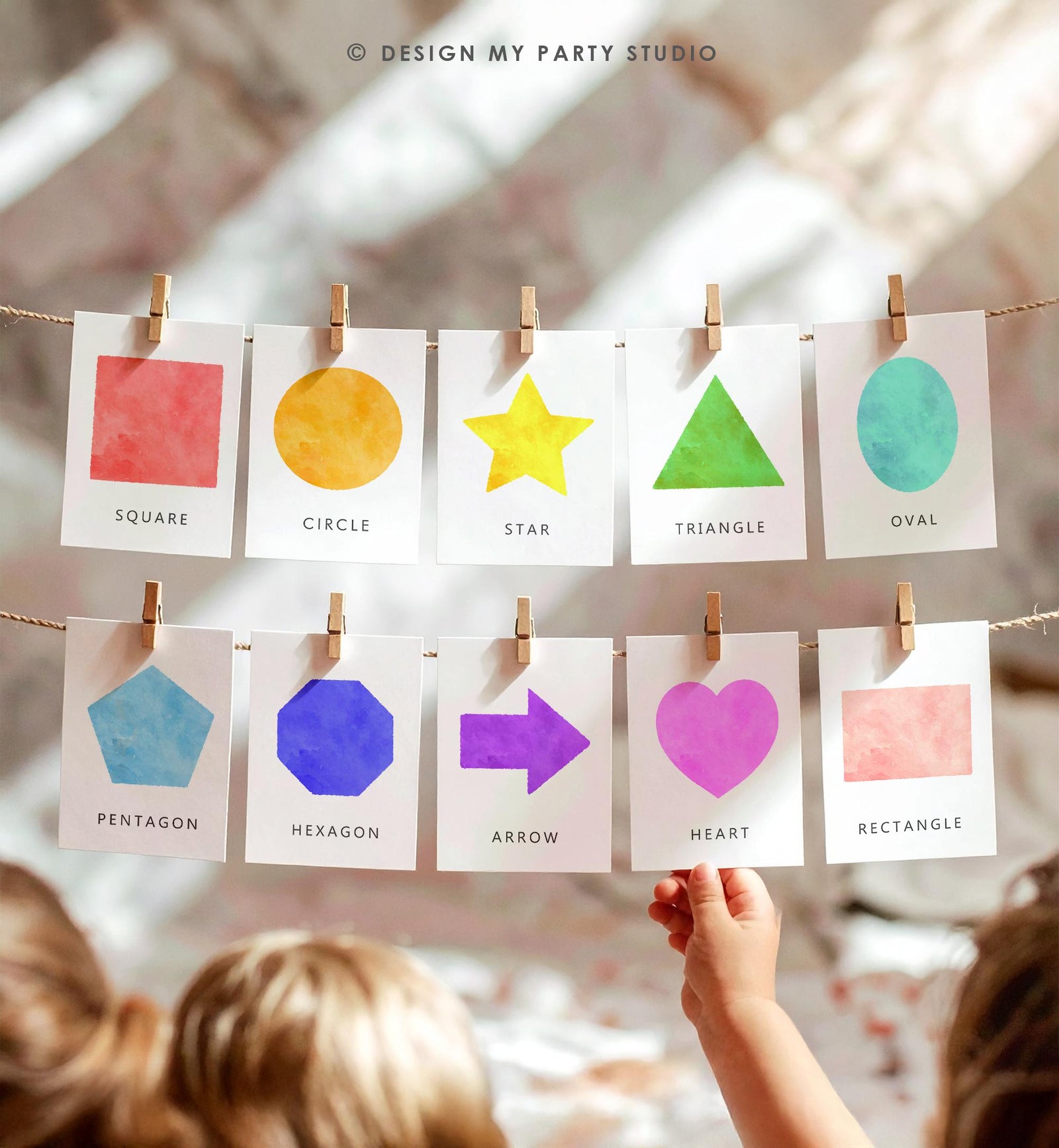 12 Shapes Flash Cards Counting Educational Flashcards Rainbow Colors Montessori Classroom Geometric Decor Digital Download Printable 0550