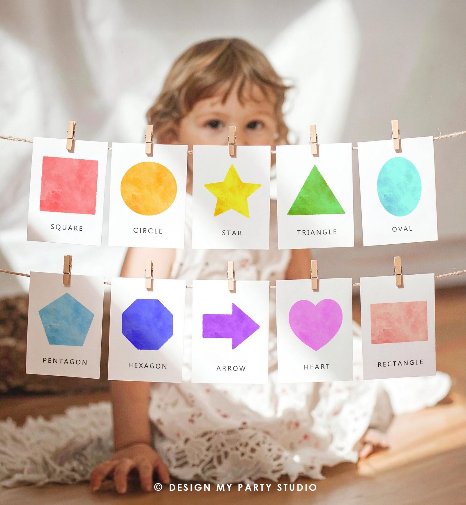 12 Shapes Flash Cards Counting Educational Flashcards Rainbow Colors Montessori Classroom Geometric Decor Digital Download Printable 0550
