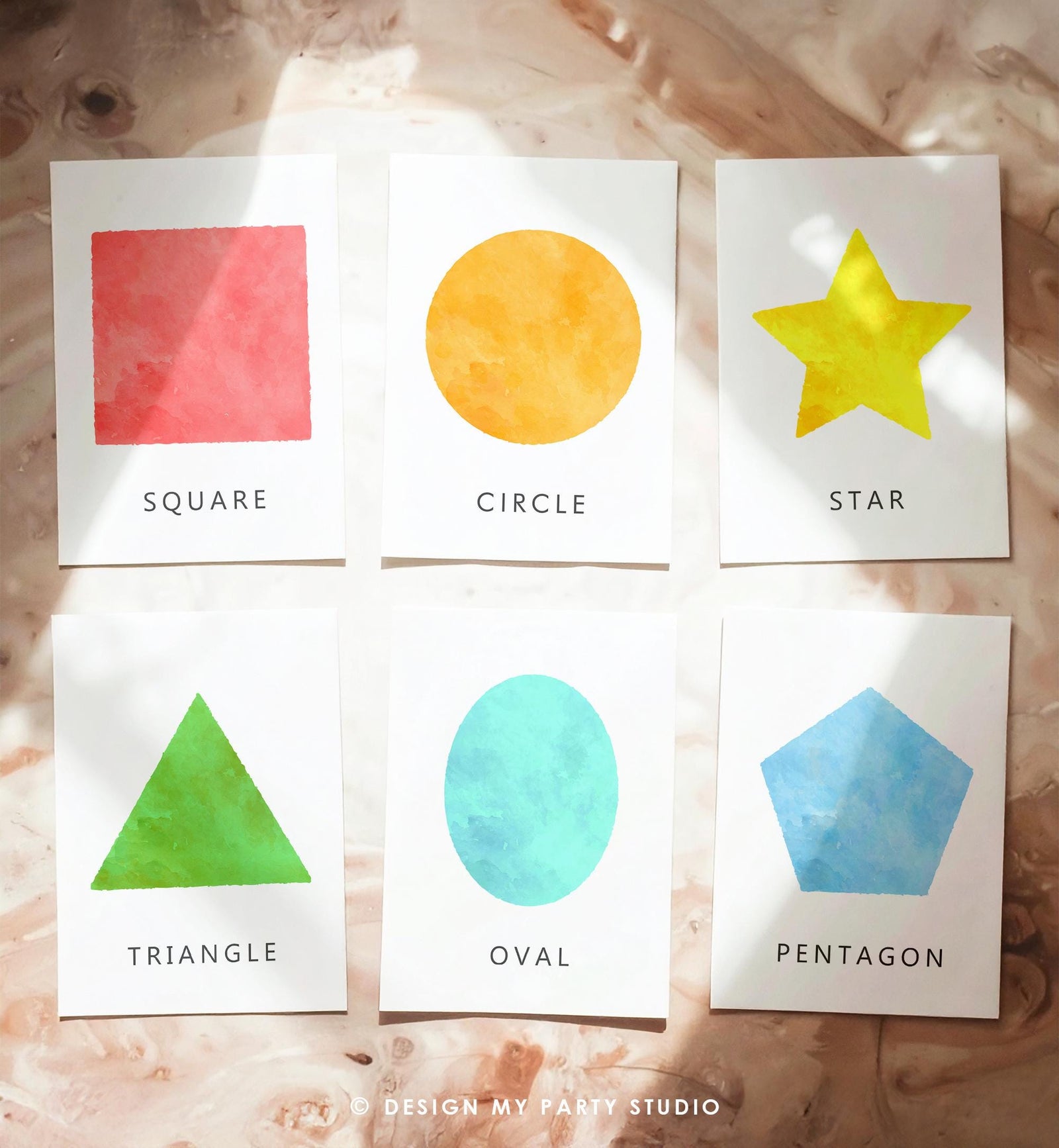 12 Shapes Flash Cards Counting Educational Flashcards Rainbow Colors Montessori Classroom Geometric Decor Digital Download Printable 0550