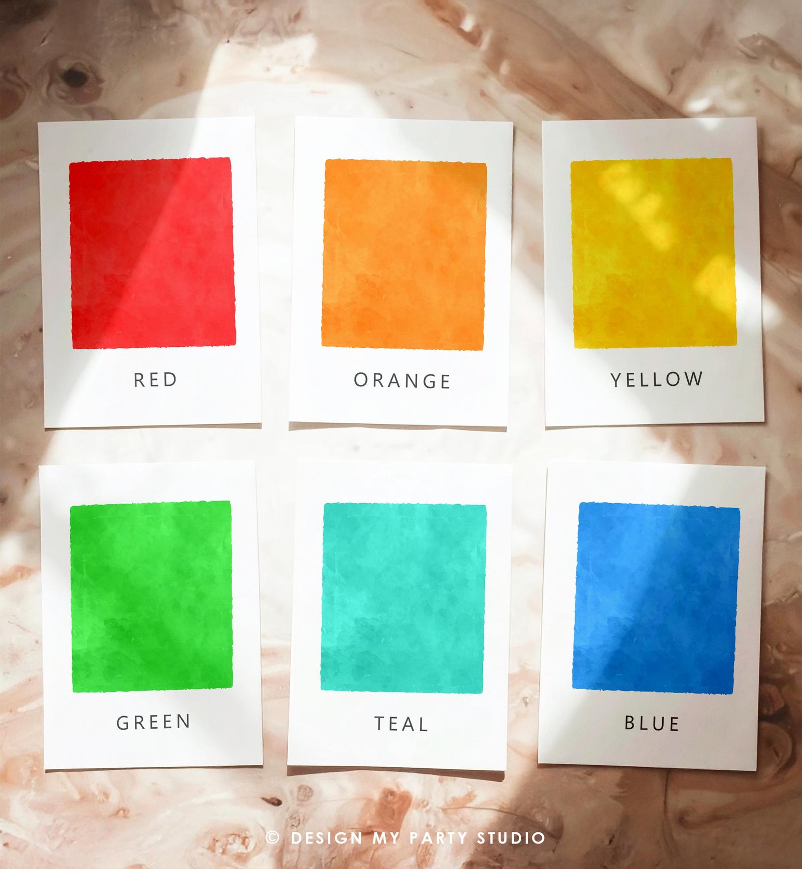 12 Rainbow Colors Flash Cards Counting Educational Flashcards Montessori Classroom Geometric Wall Decor Digital Download Printable 0550