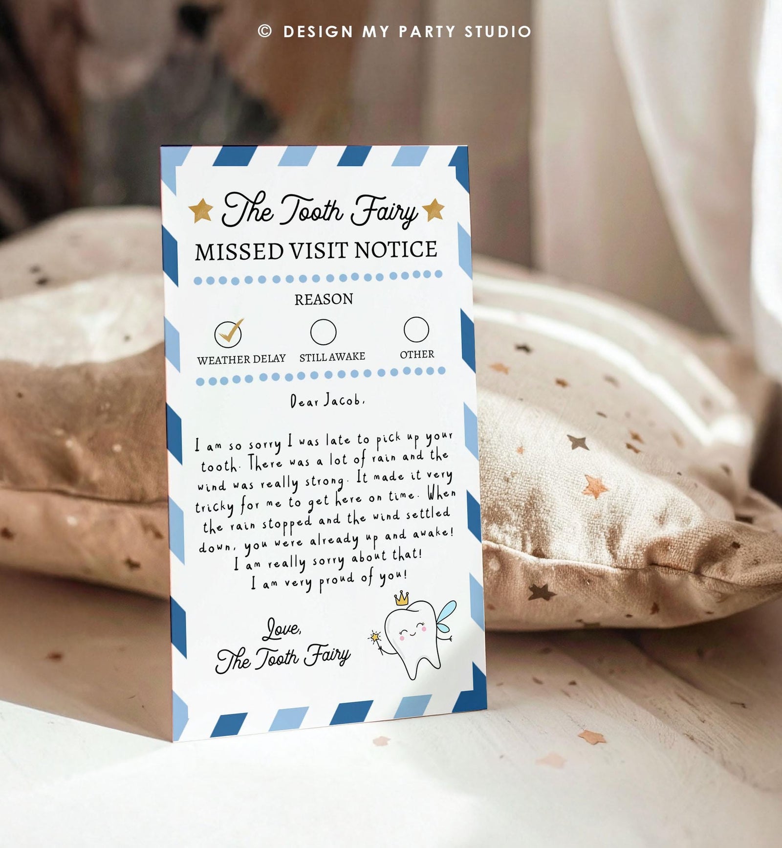 Editable Tooth Fairy Apology Note Official Fairy Note Missed Visit Notice Forgot to Come Kids Fairy Letter Digital Template Printable 0526