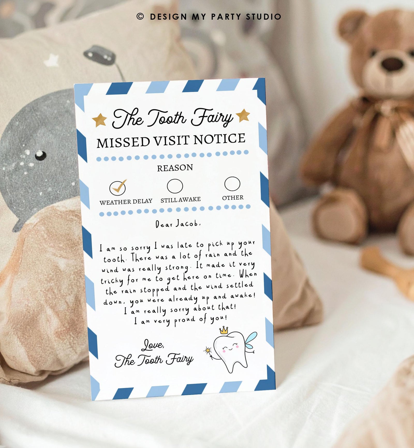 Editable Tooth Fairy Apology Note Official Fairy Note Missed Visit Notice Forgot to Come Kids Fairy Letter Digital Template Printable 0526
