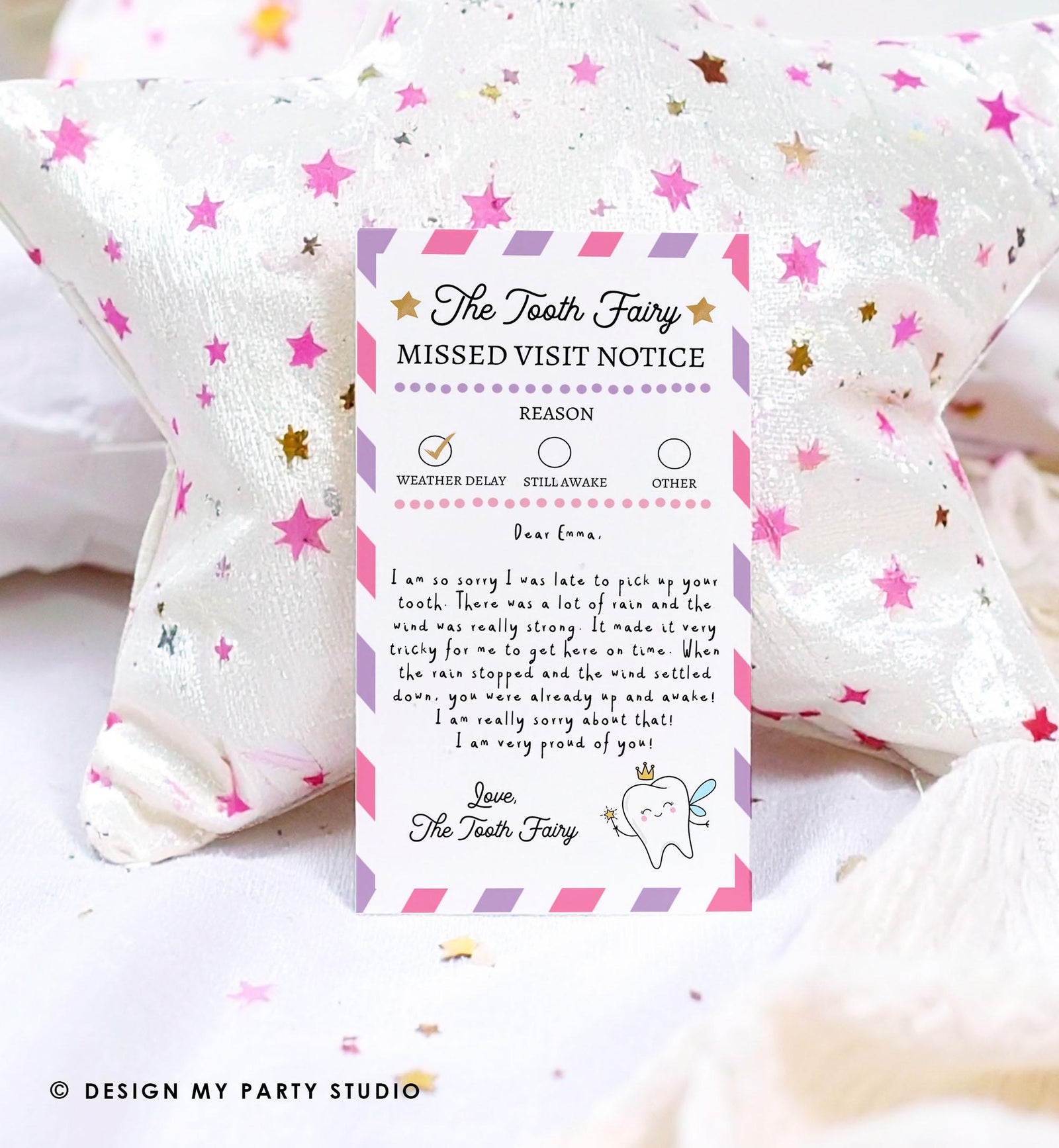 Editable Tooth Fairy Apology Note Official Fairy Note Missed Visit Notice Forgot to Come Kids Fairy Letter Digital Template Printable 0526