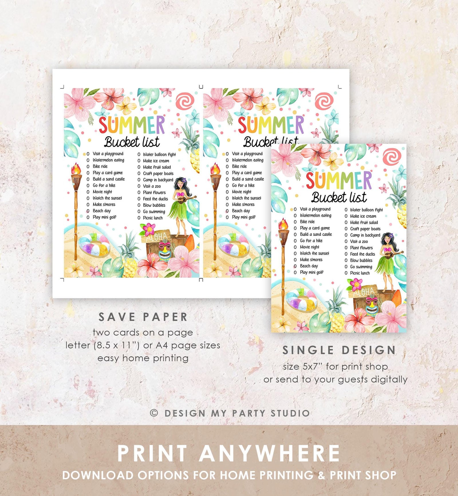 Editable Summer Bucket List Countdown Summer Activity List Family Planner Checklist Summer Break Instant Digital Download Printable 0549