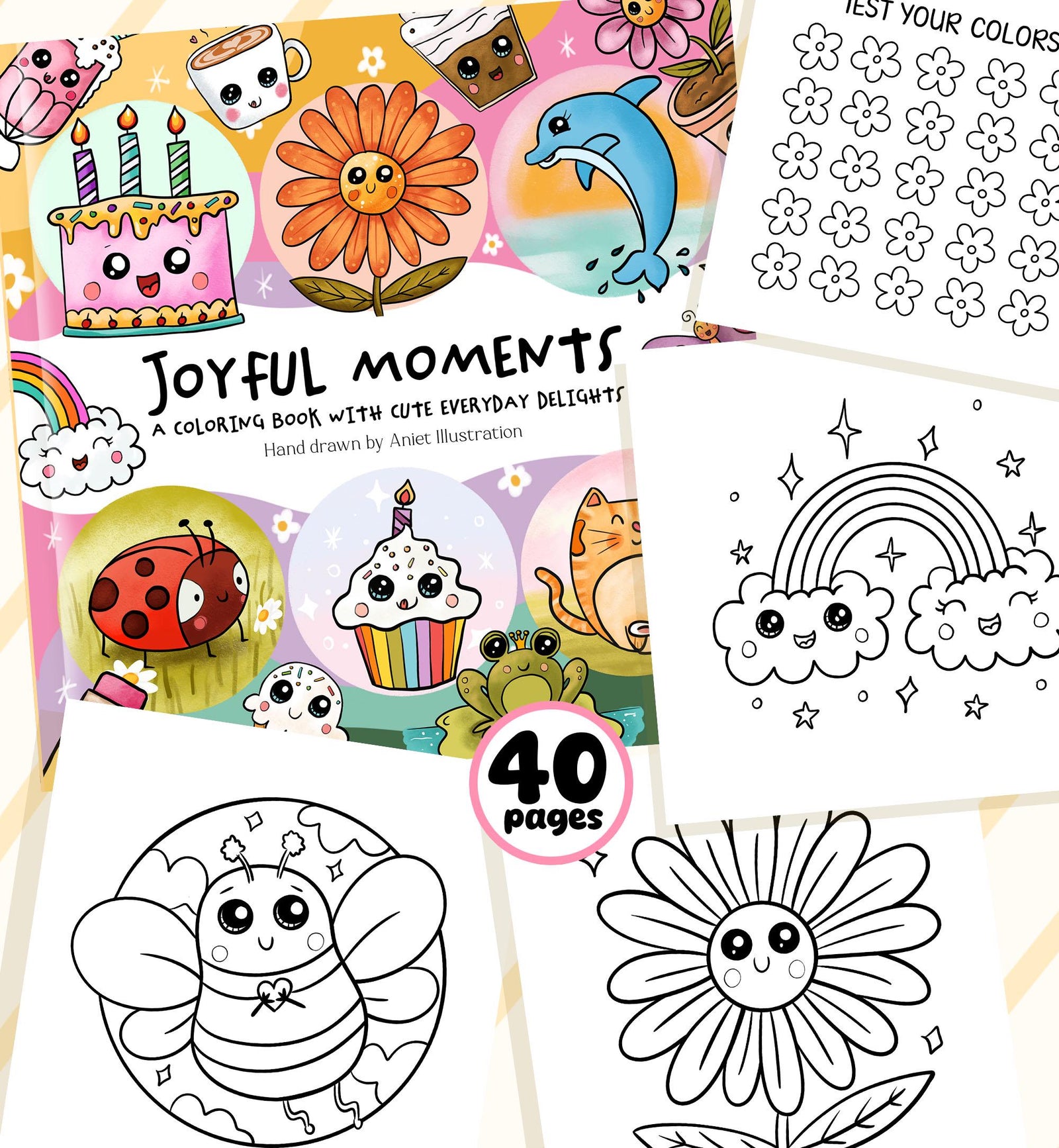 Cute and Easy Coloring for Kids Toddlers Adults Bold and Easy Summer Activities Coloring Book 40 pages PDF Printable Instant Download 0547