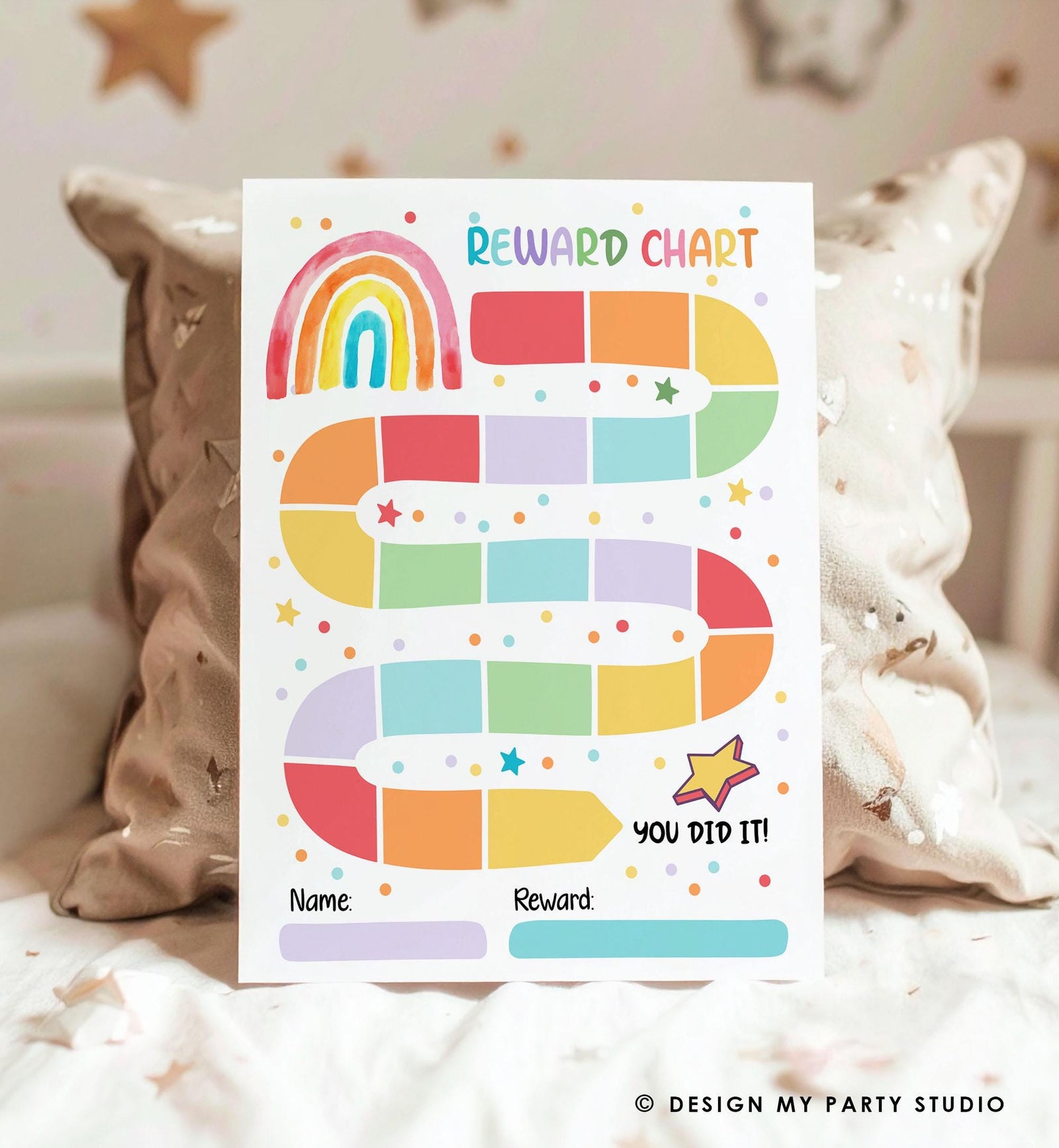 Rainbow Kids Reward Chart Sticker Chart for Kids Behavior Chart Toddler Routine Potty Training Goals Printable Digital Instant Download 0551